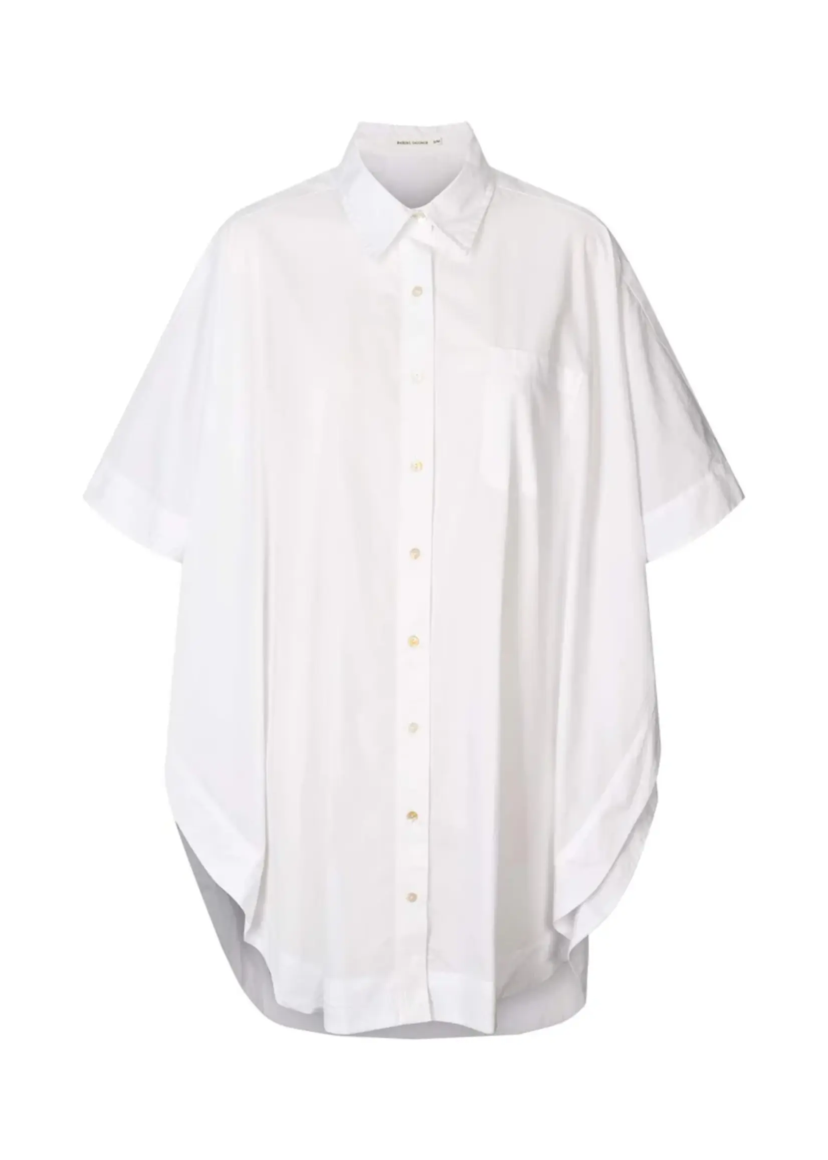 Rabens Saloner BERTA Poplin Curves Hem Shirt Dress - White