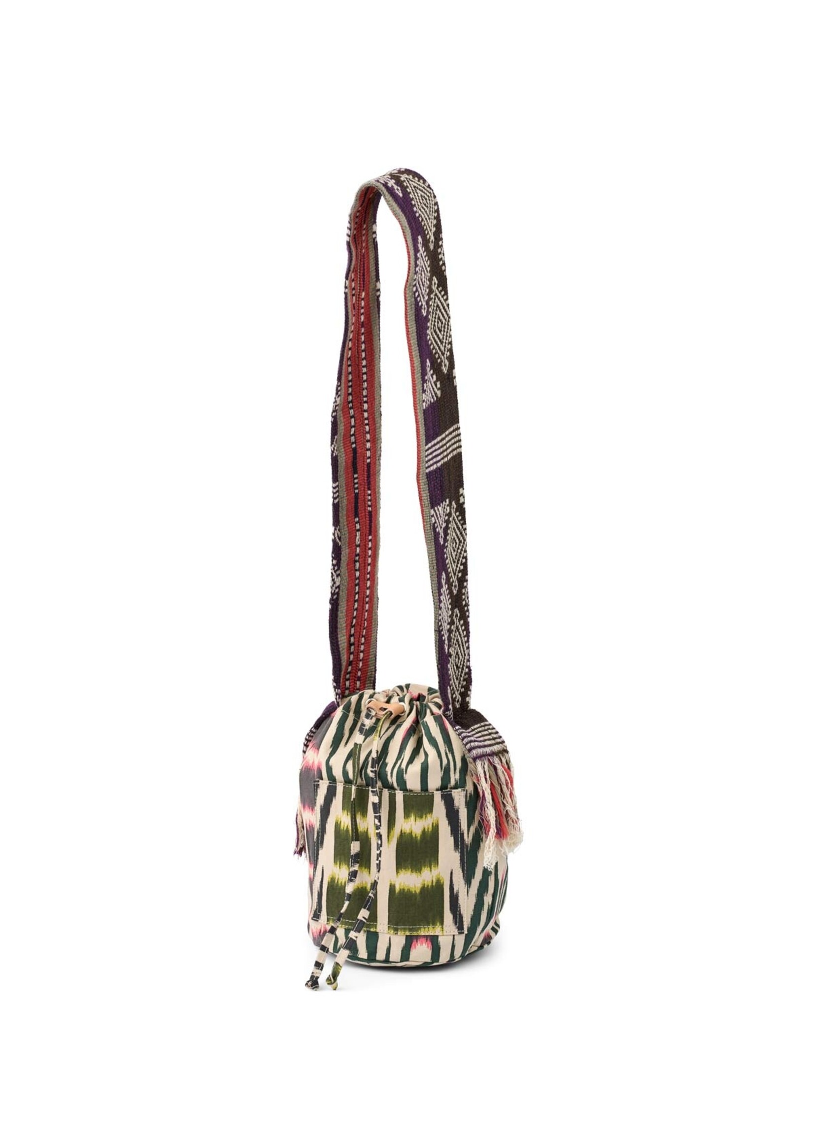 Rabens Saloner SUMAYA Ikat Round Bag - Forest pink sand & citrus combo