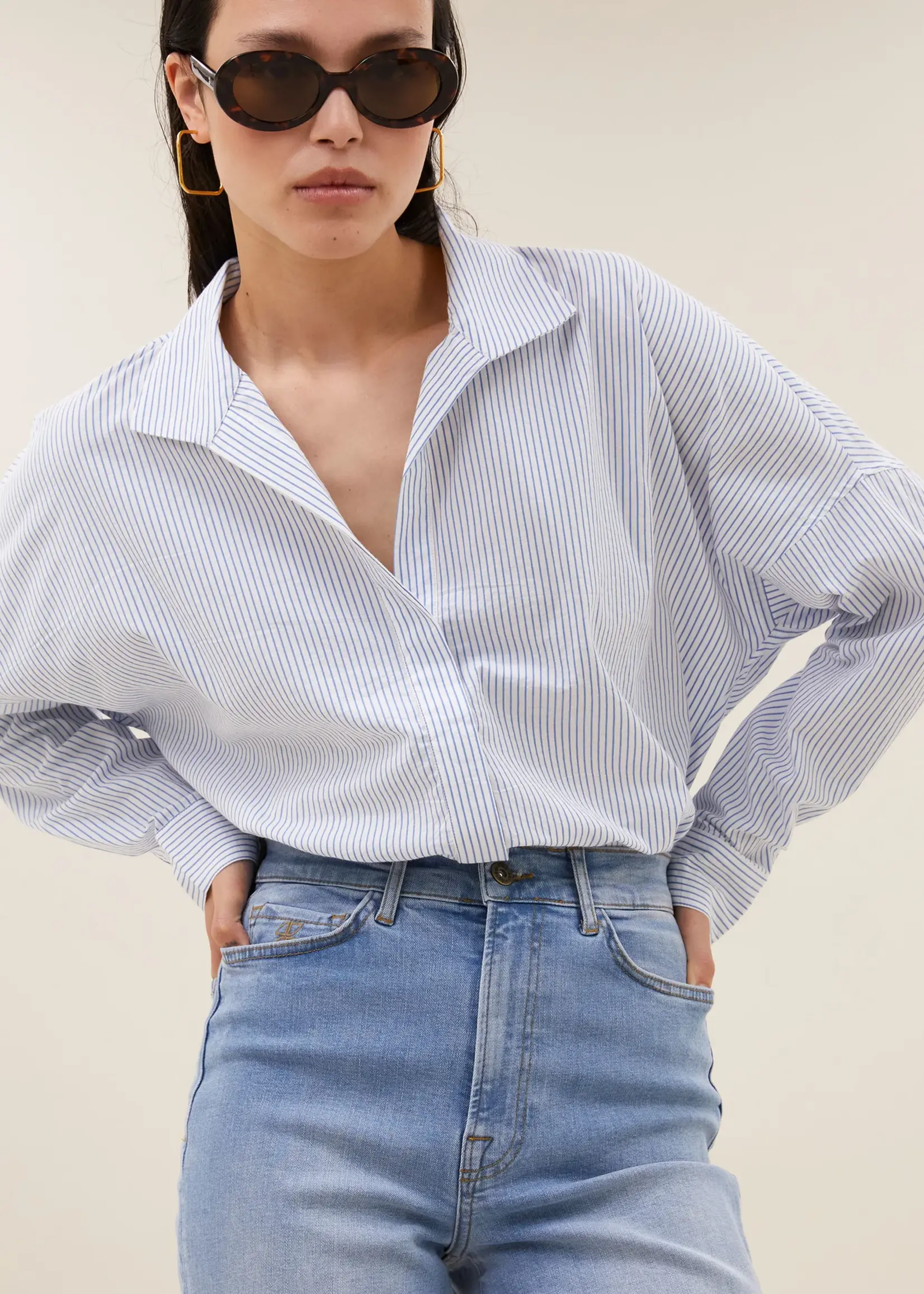 By-Bar Jule Stripe Blouse - Blue Seer
