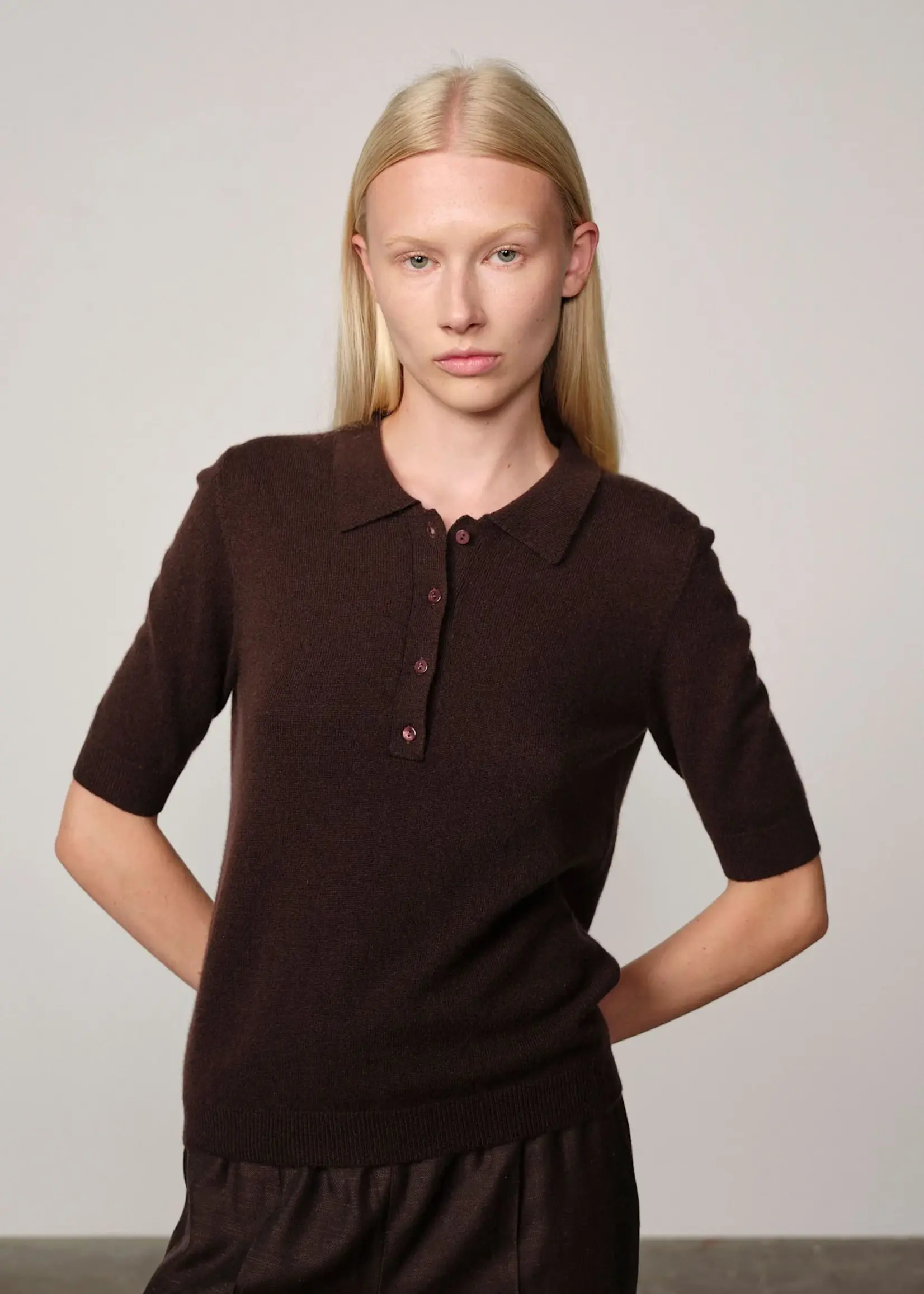 Birgitte Herskind Alberto Knit Polo Blouse - Java Brown