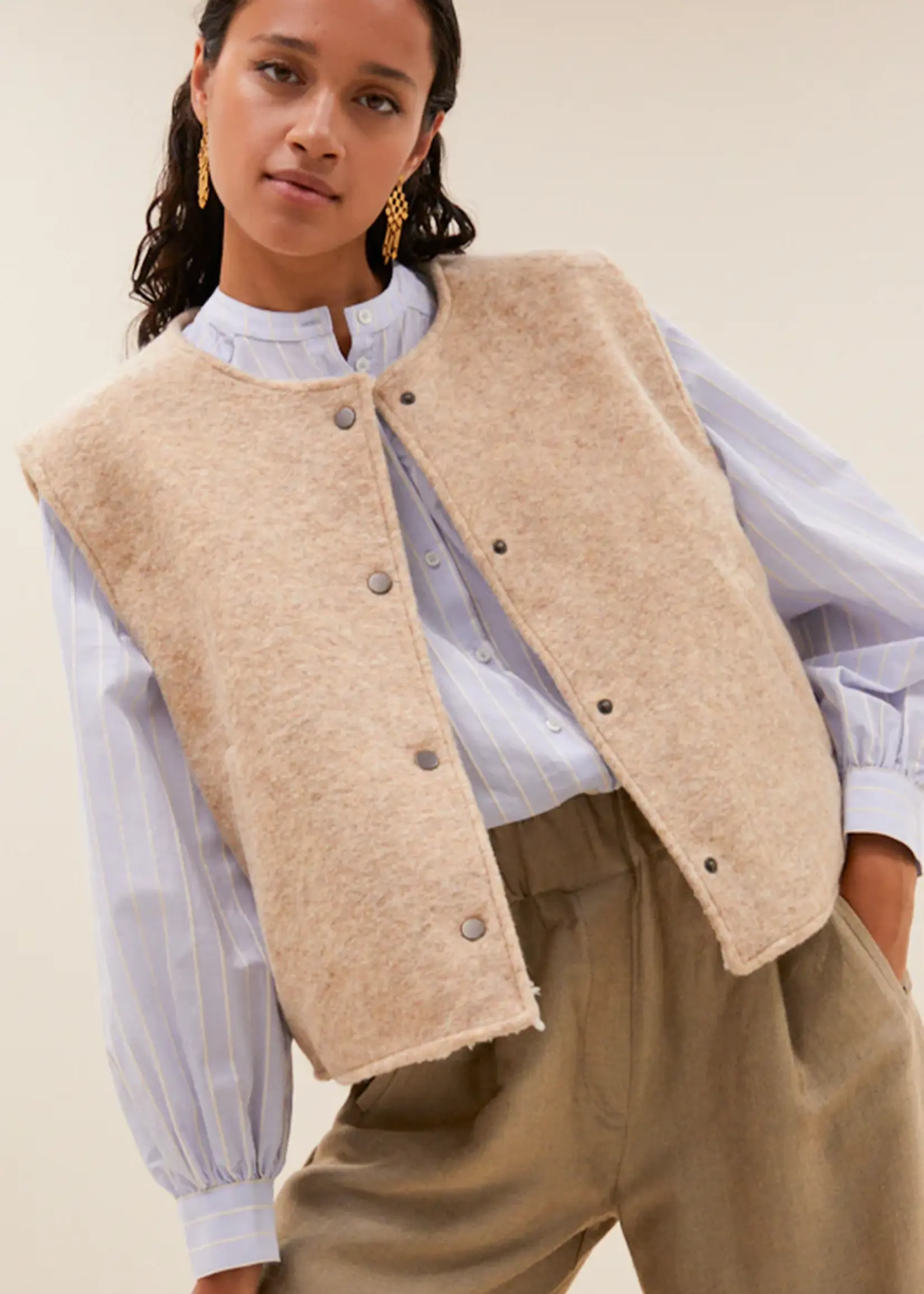 By-Bar Joelle Wool Jacket - Sand Melange