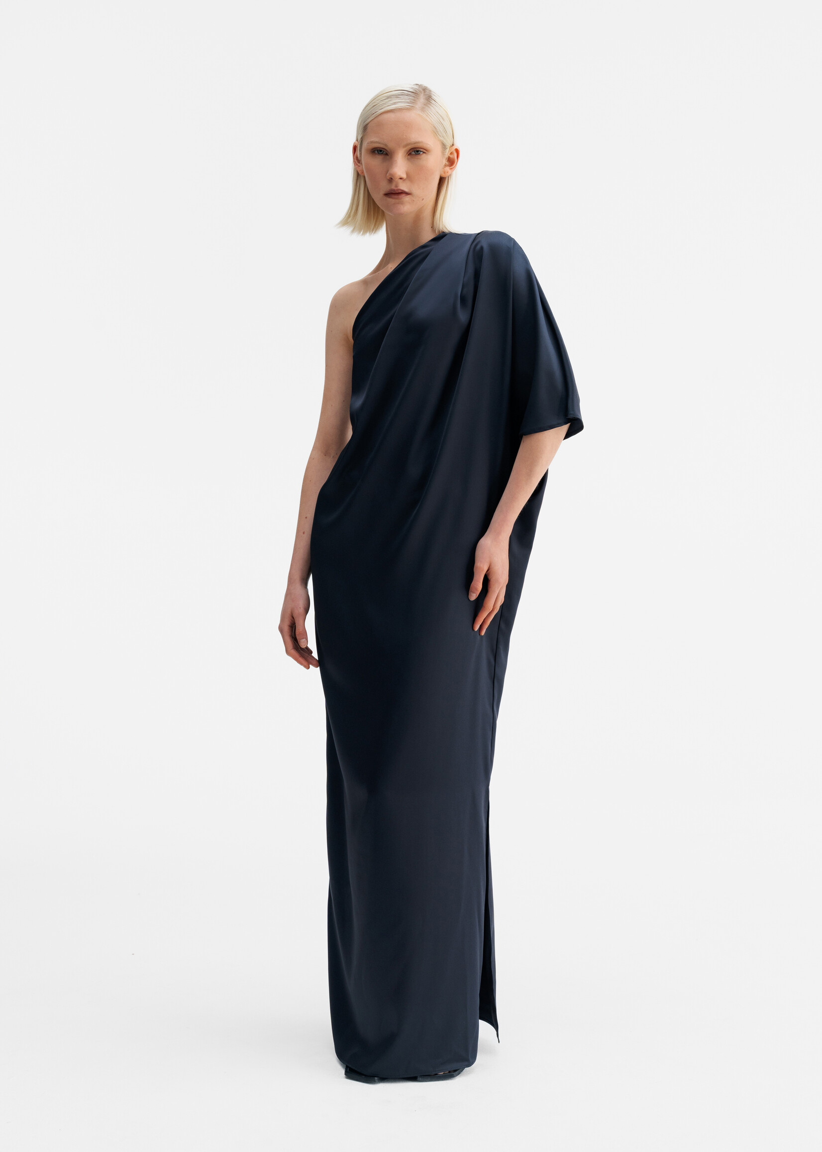 Ahlvar Gallery ELLA Satin Dress - Blue Grey