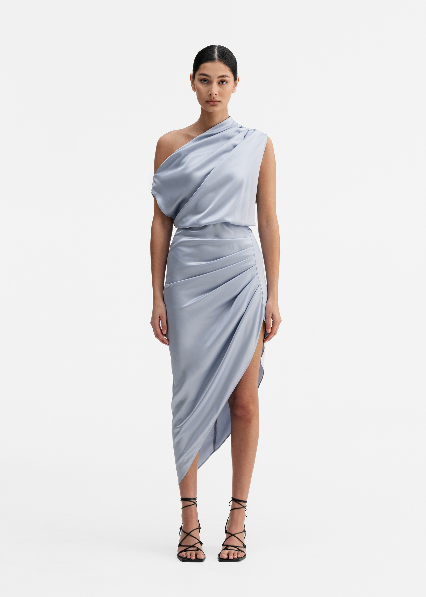 Ahlvar Gallery LANA Satin Dress - Denim Blue