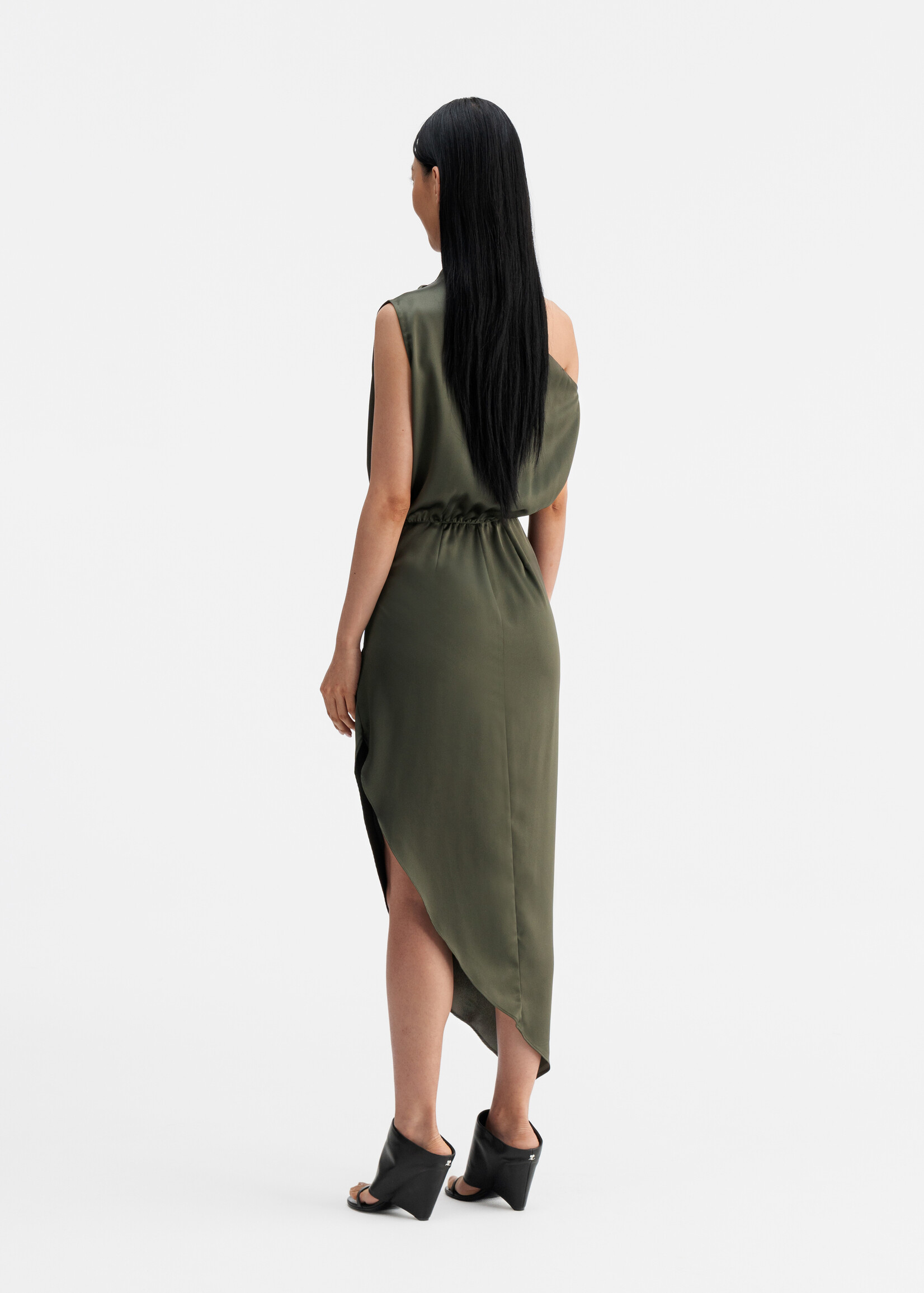 Ahlvar Gallery LANA Satin Dress - Olive Green