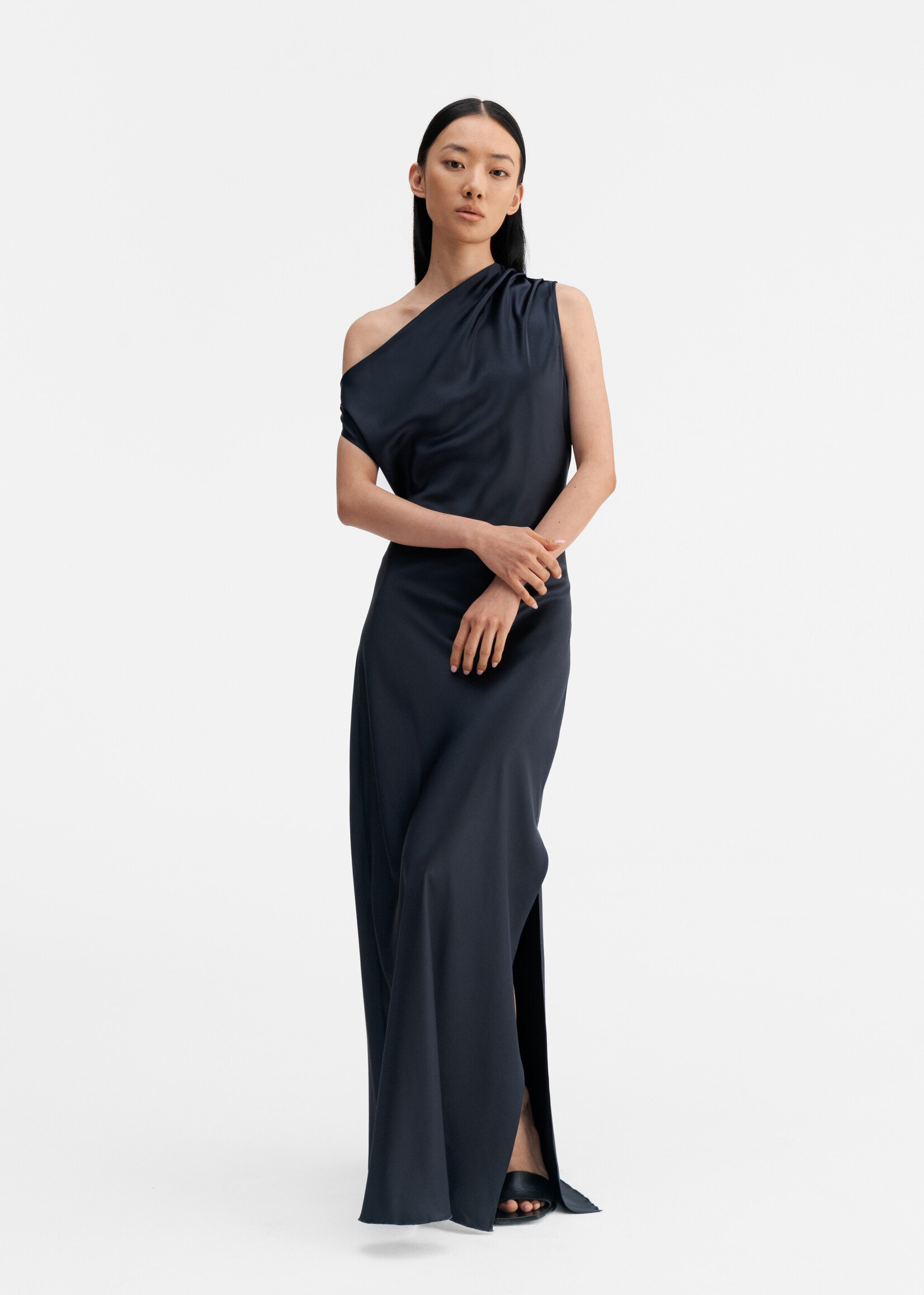 Ahlvar Gallery LACY Satin Dress - Blue Grey