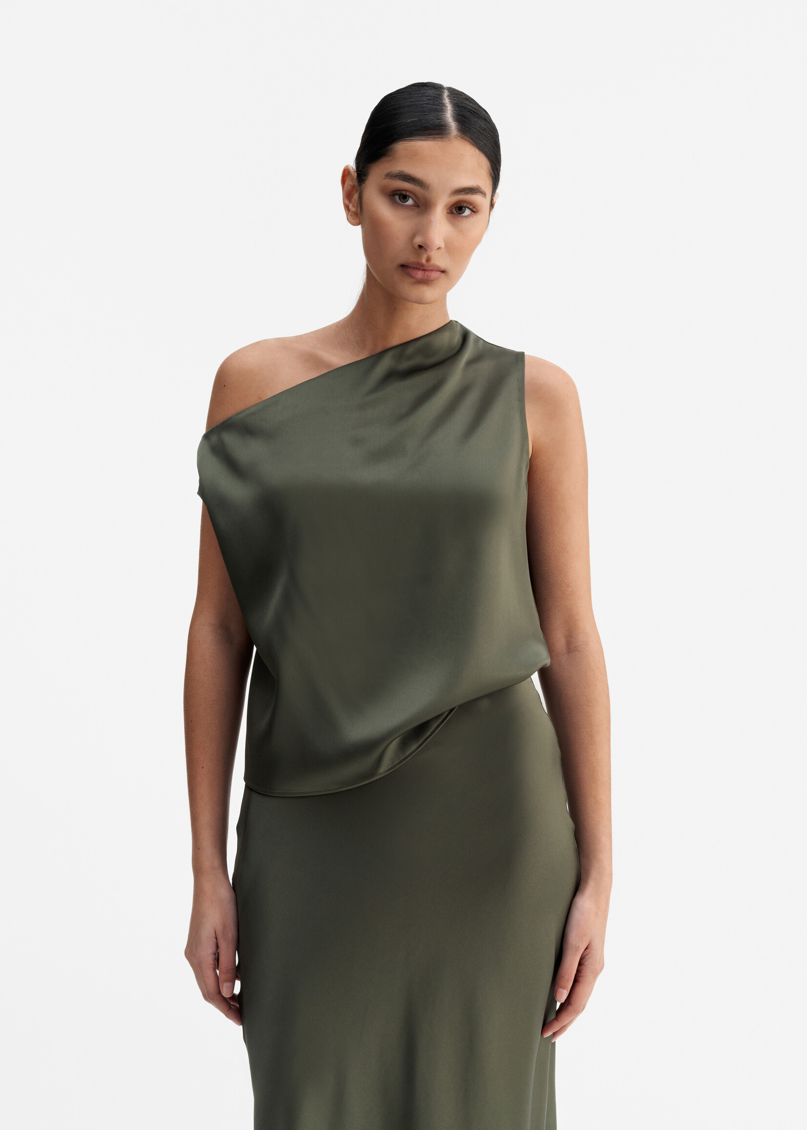 Ahlvar Gallery LACY Satin Tank - Olive Green