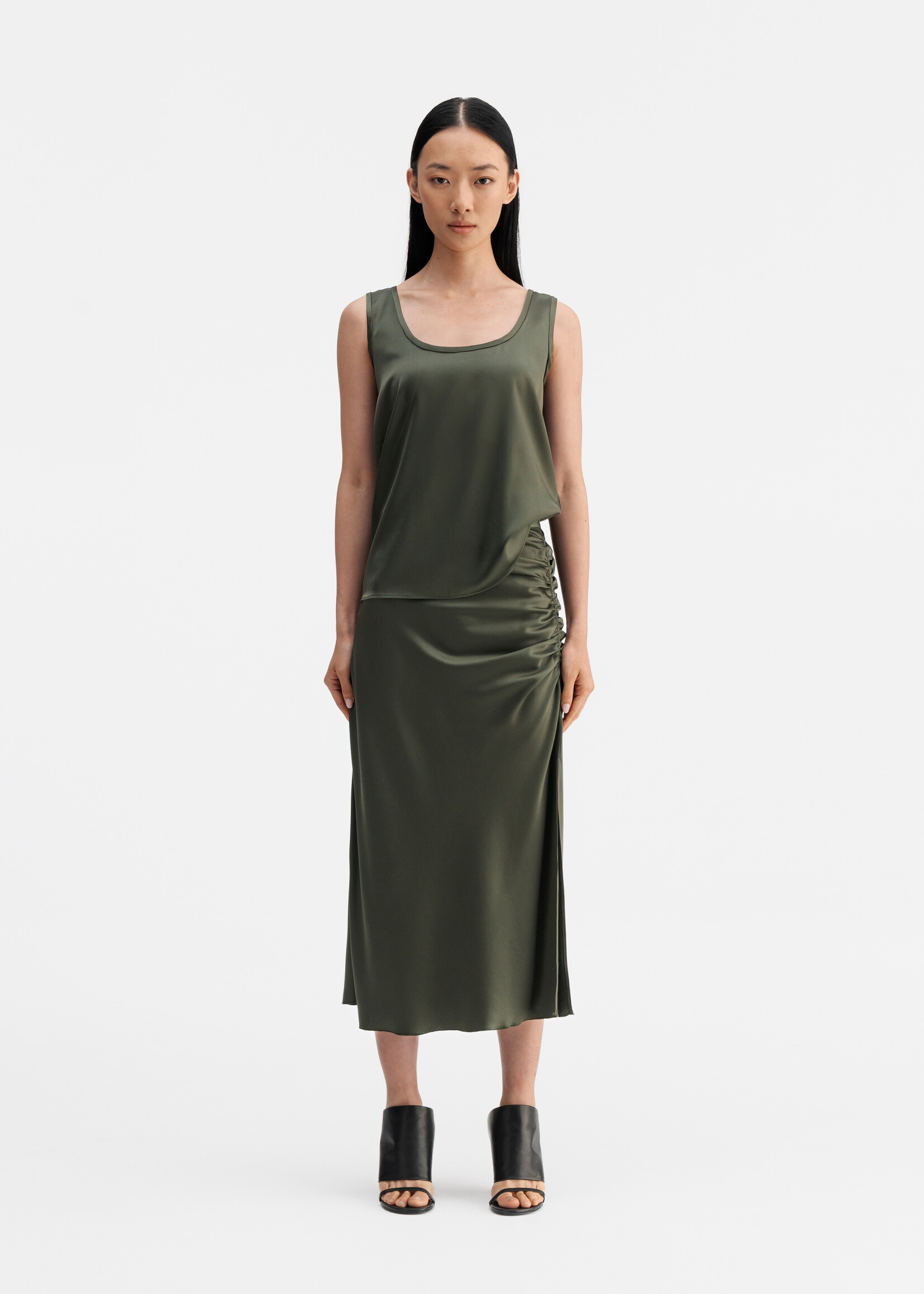 Ahlvar Gallery DINA Satin Skirt - Olive Green