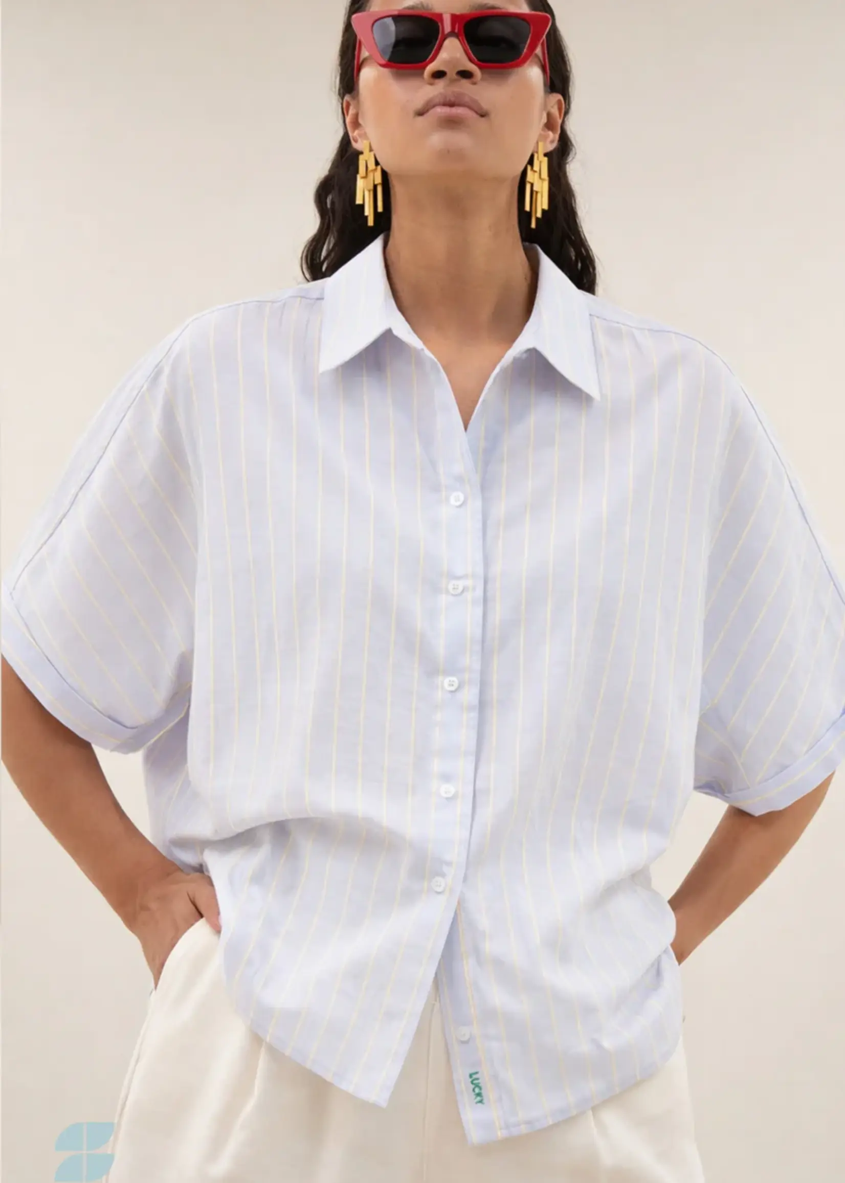 By-Bar Sunny Stripe Blouse - Sintra Blue Stripe