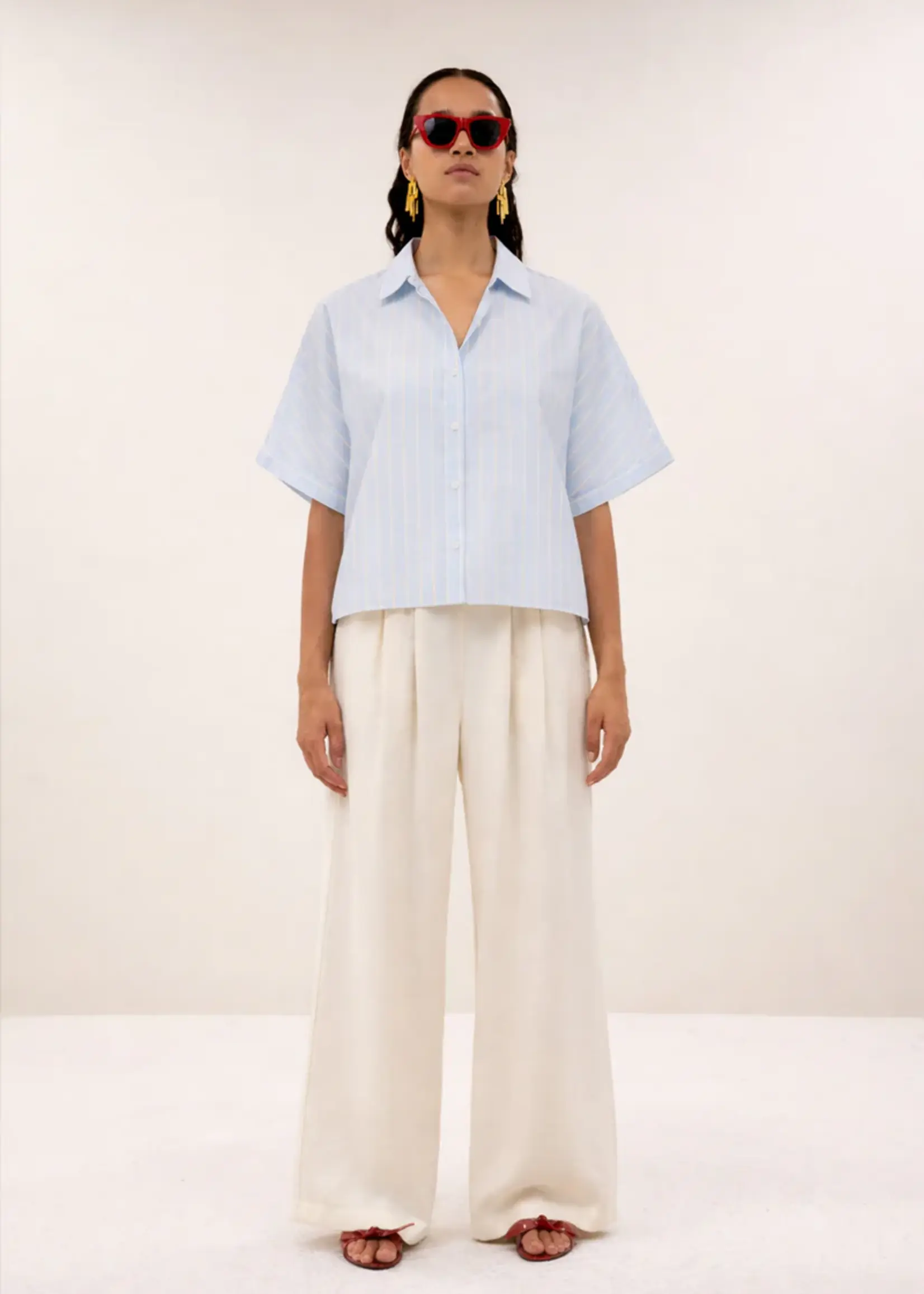 By-Bar Sunny Stripe Blouse - Sintra Blue Stripe