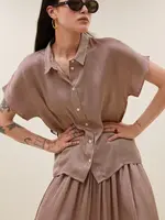 By-Bar Karly Viscose Stripe Blouse - Wine Stripe