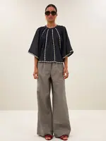 By-Bar Emmi Embroidery Blouse - Charcoal