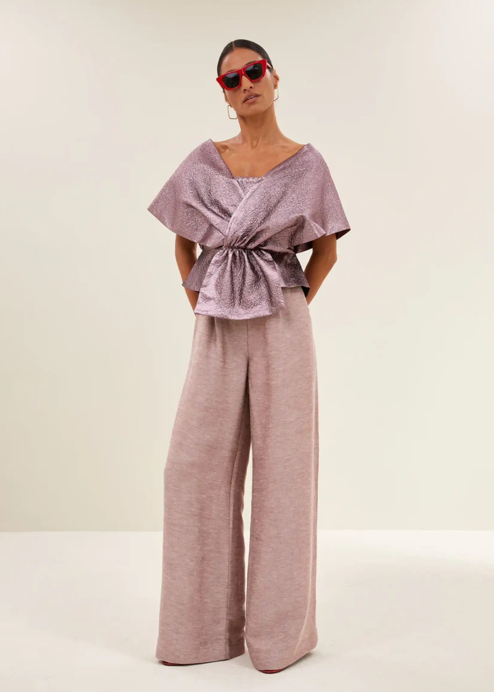 By-Bar Simone Metallic Top - Dusty Lilac