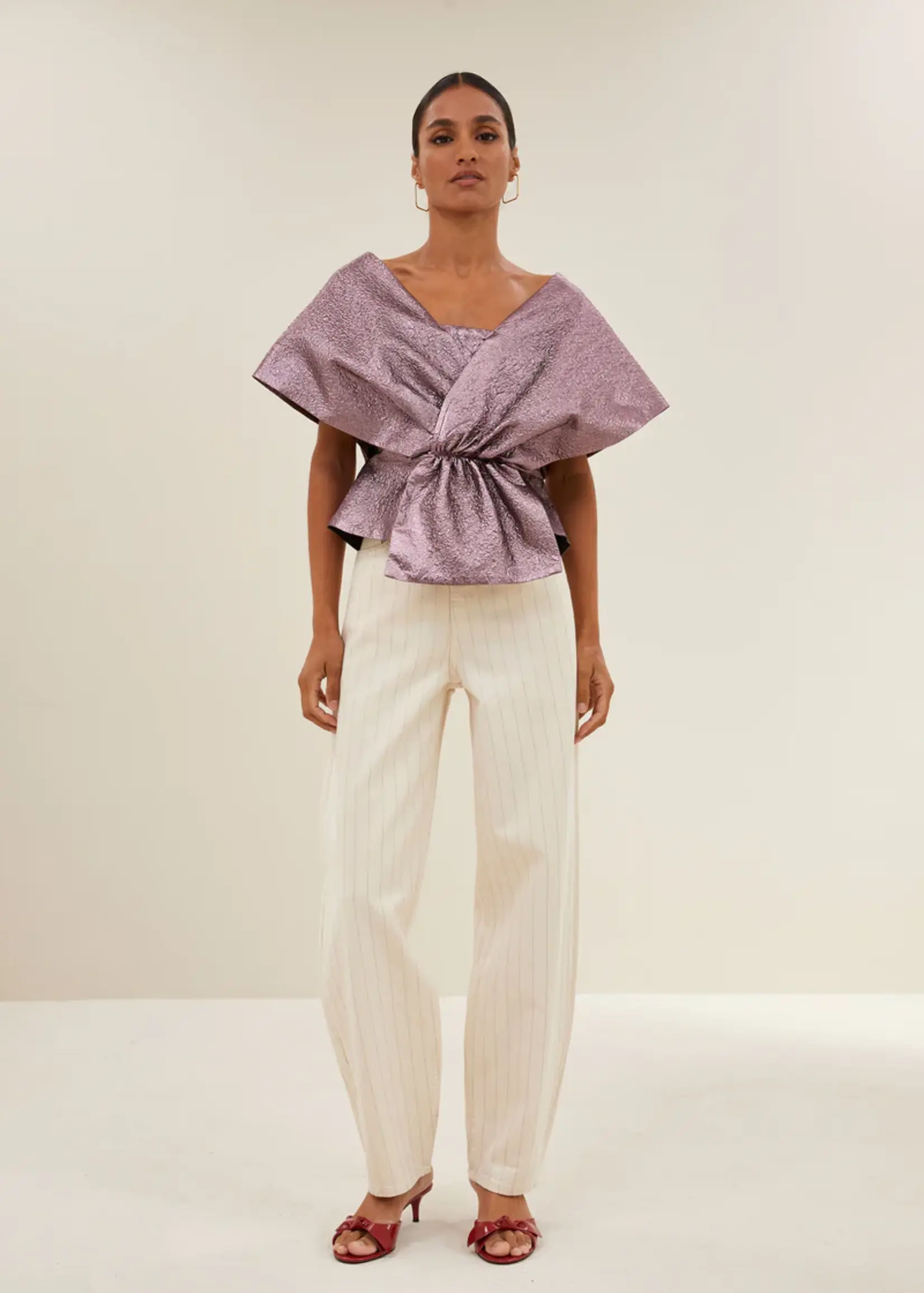 By-Bar Simone Metallic Top - Dusty Lilac