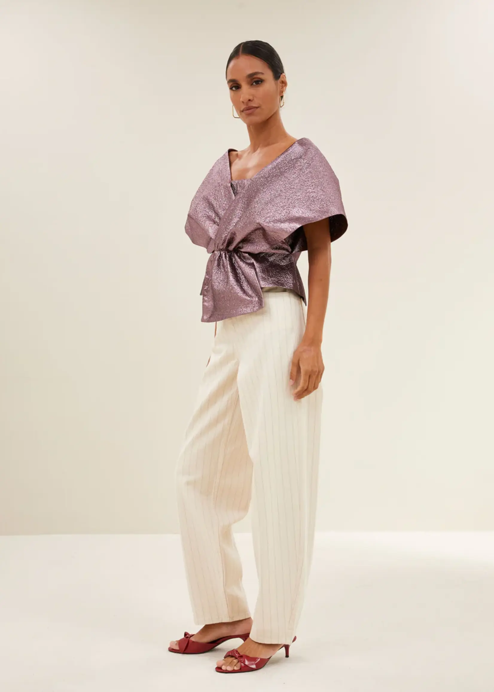 By-Bar Simone Metallic Top - Dusty Lilac