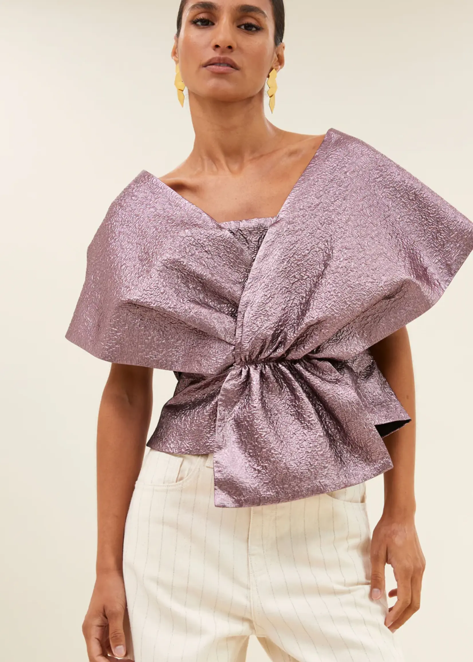 By-Bar Simone Metallic Top - Dusty Lilac