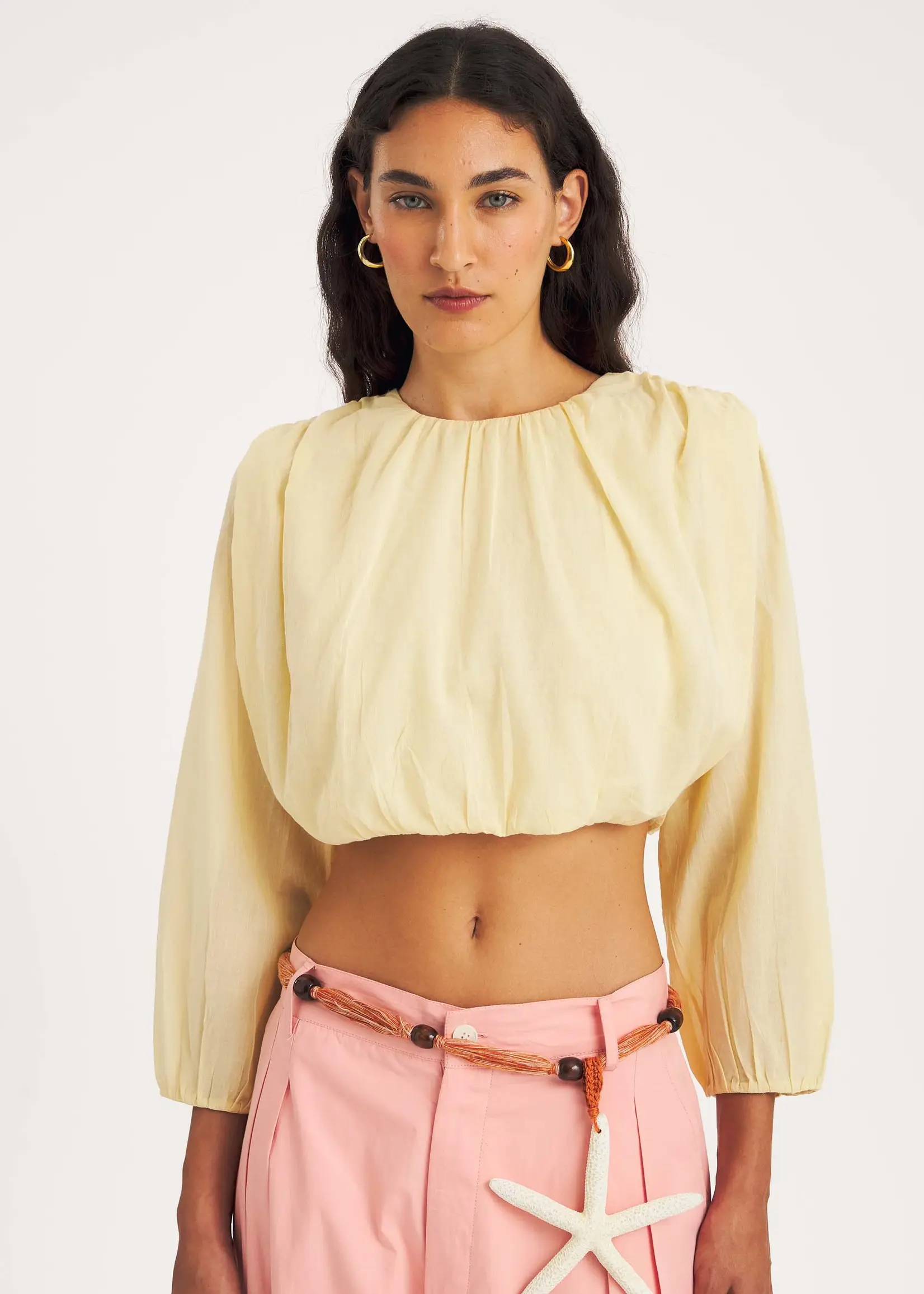 Antik Batik Fruti Crop Blouse - Peach