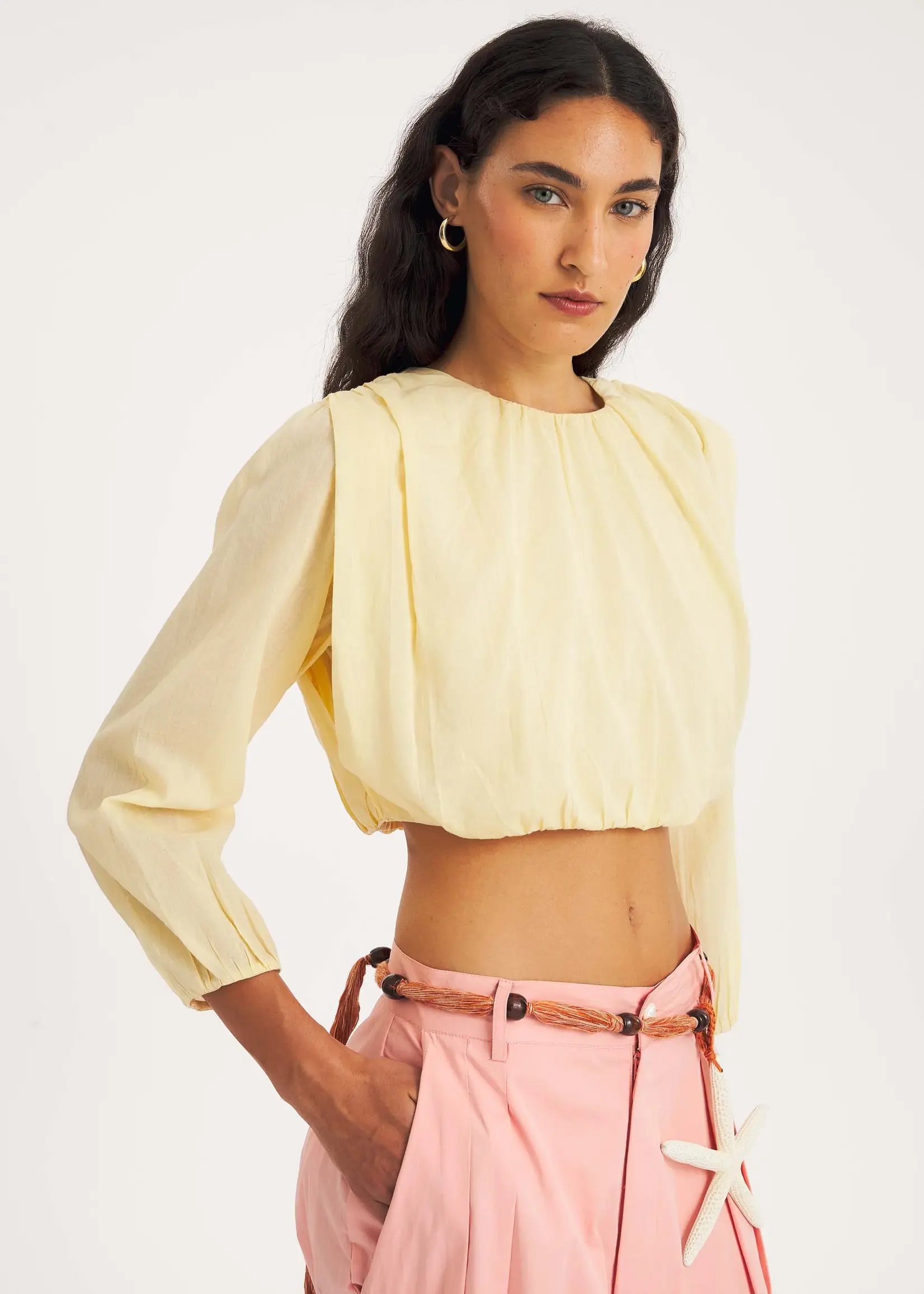 Antik Batik Fruti Crop Blouse - Peach
