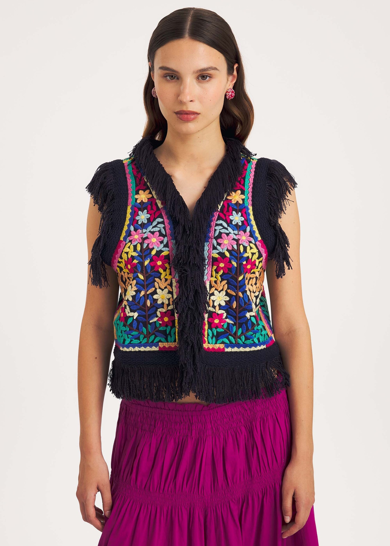 Antik Batik Rainbow Gilet - Navy