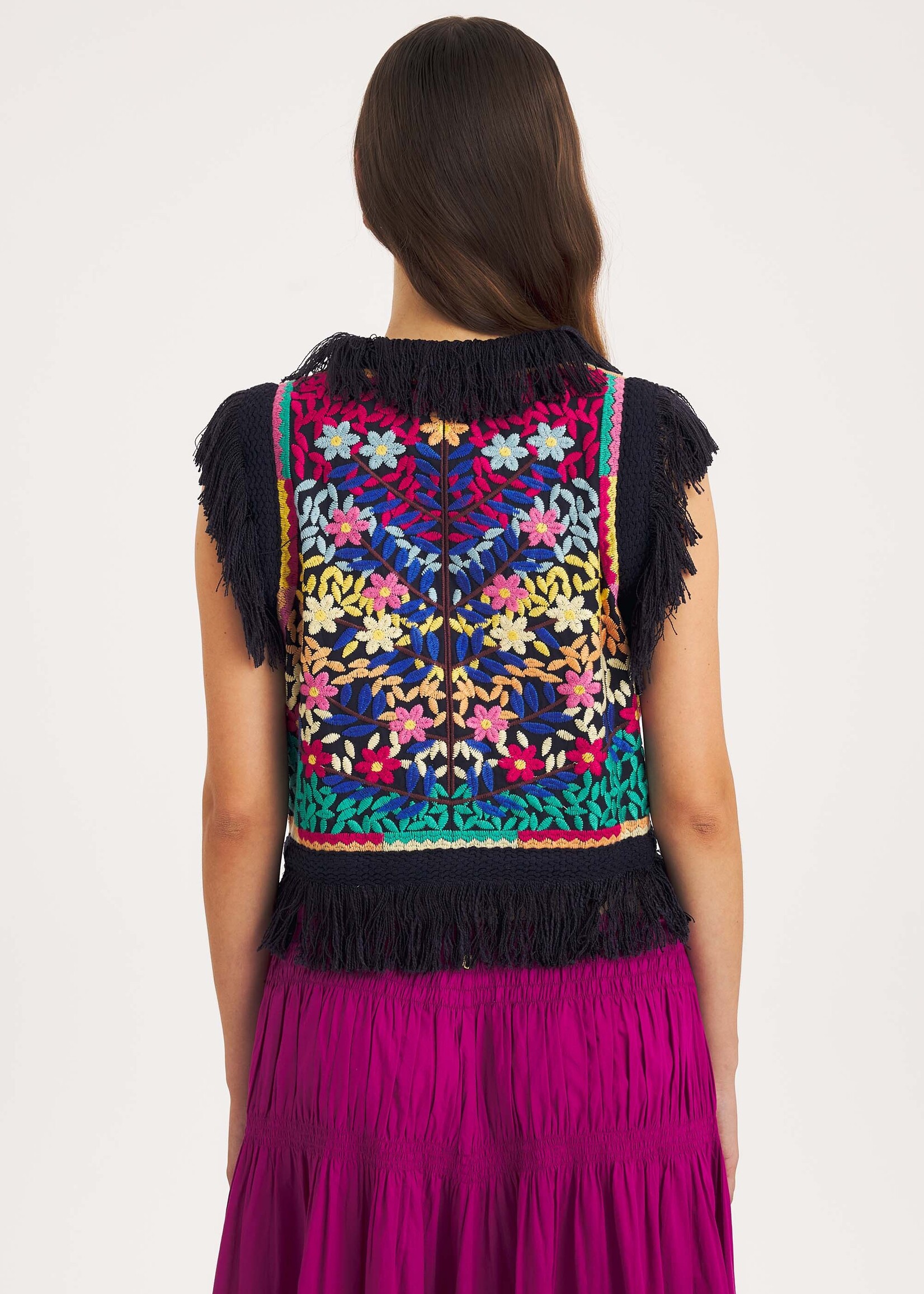 Antik Batik Rainbow Gilet - Navy
