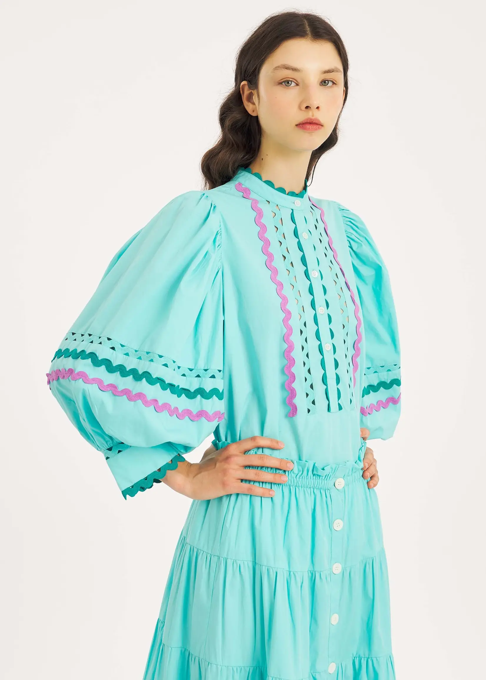 Antik Batik Rita Blouse - Aqua