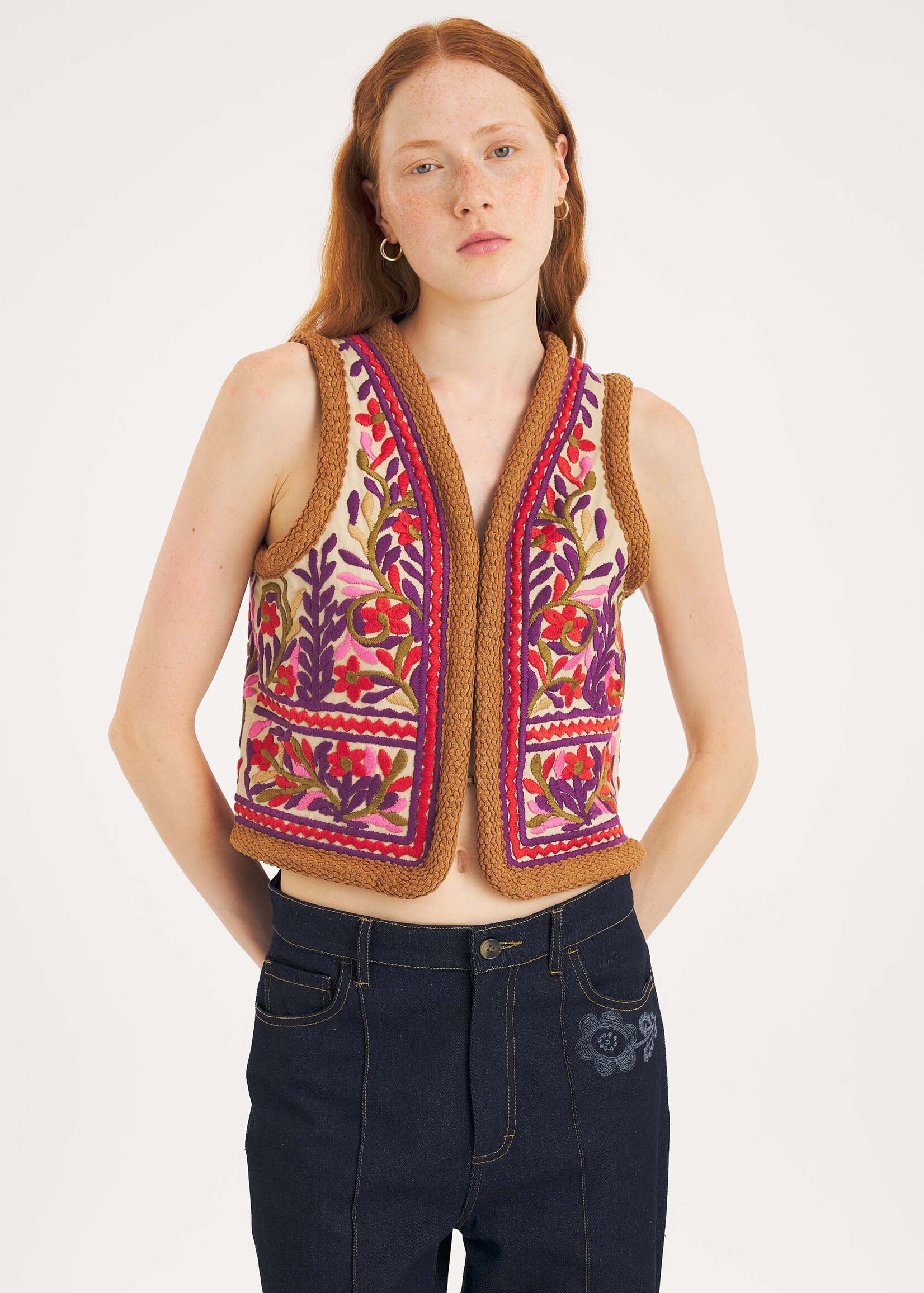 Antik Batik Suna Gilet - Cream