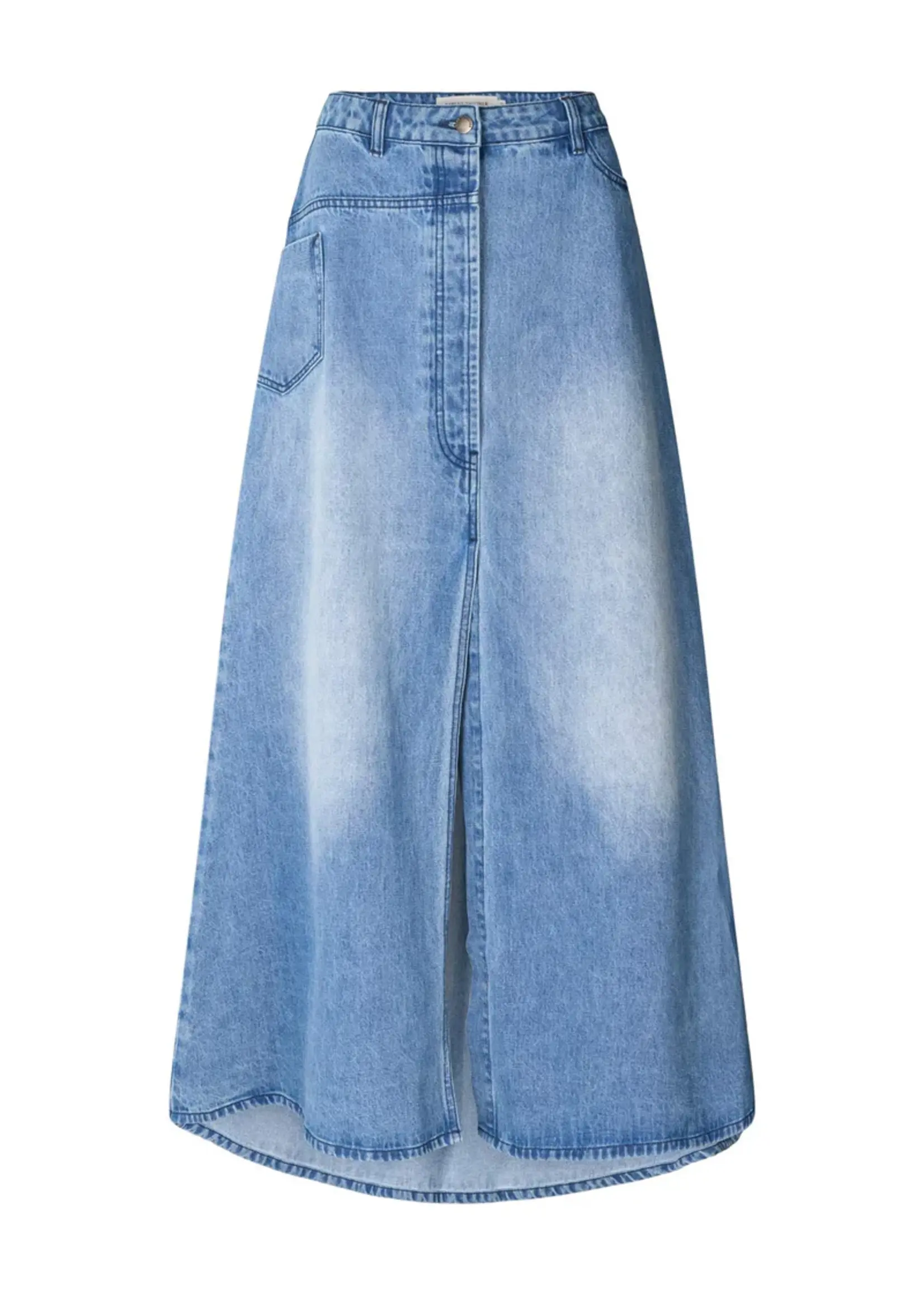Rabens Saloner EMMALI - Denim Long Skirt - Light washed denim