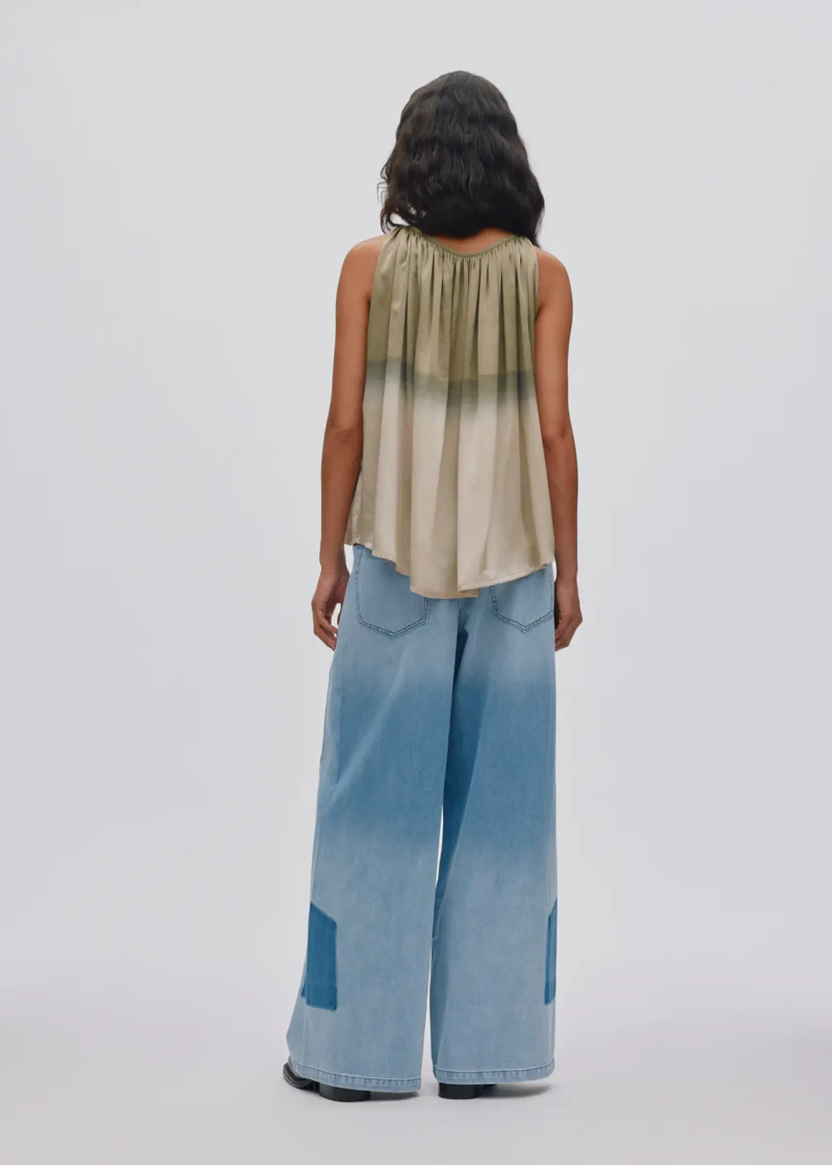 Rabens Saloner LANE - Light Denim Wide Leg pants - Light washed denim