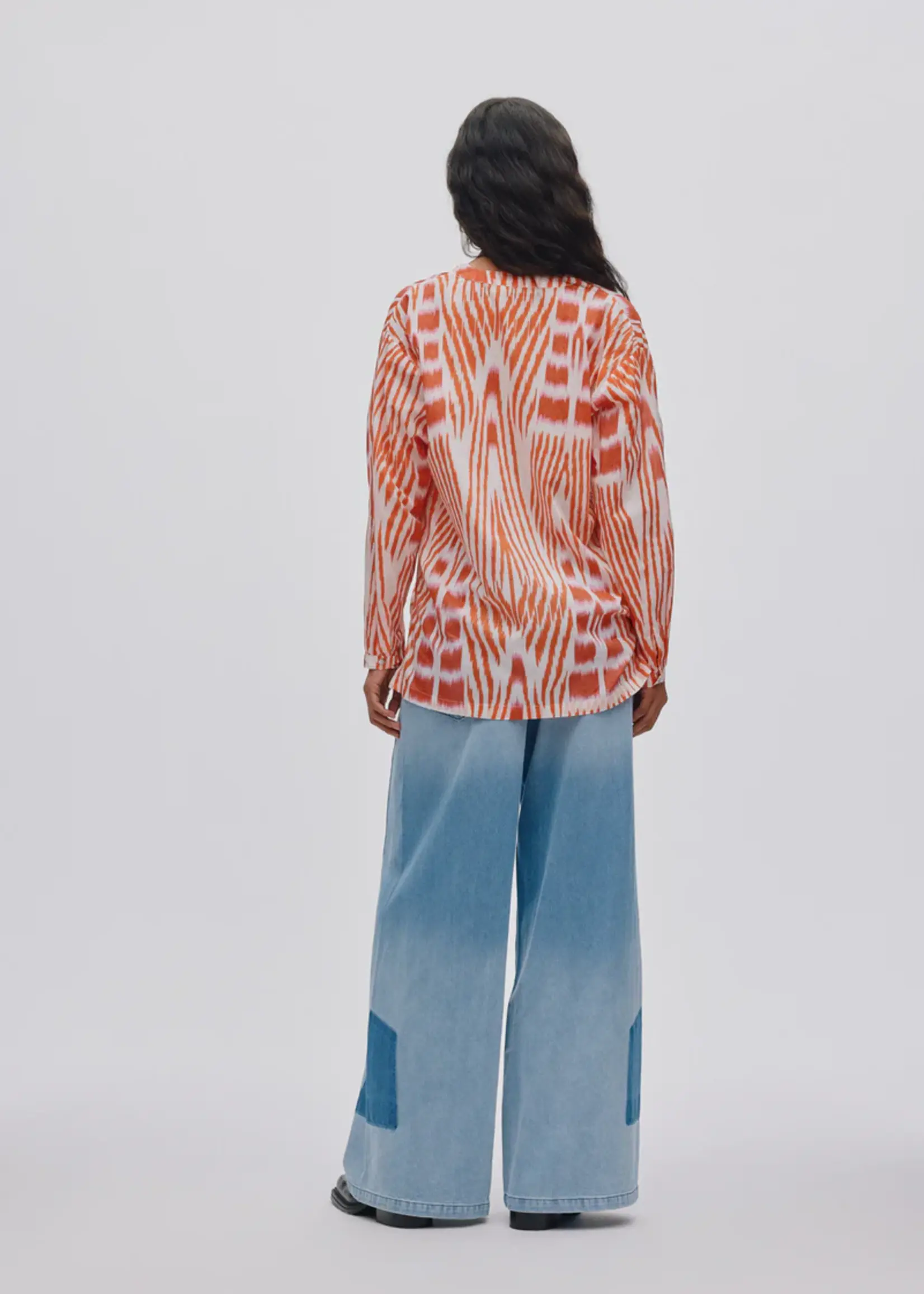 Rabens Saloner LANE - Light Denim Wide Leg pants - Light washed denim