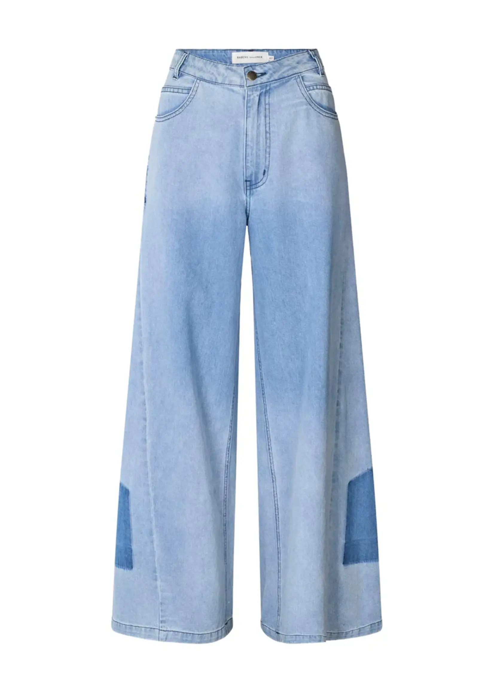 Rabens Saloner LANE - Light Denim Wide Leg pants - Light washed denim