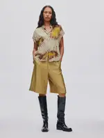 Rabens Saloner HEVA - Sea Urchin Button Blouse - Chartreuse combo