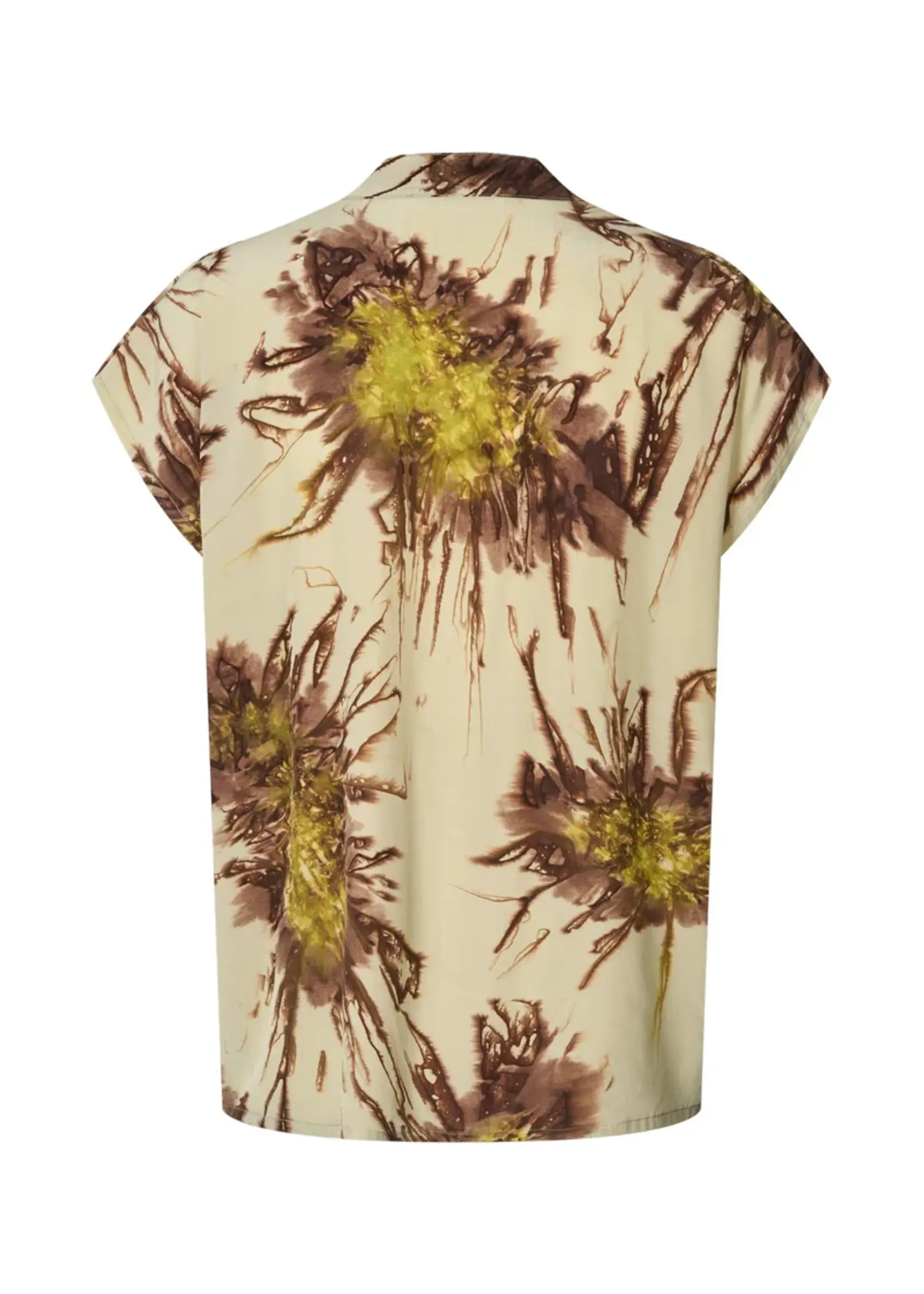 Rabens Saloner HEVA - Sea Urchin Button Blouse - Chartreuse combo