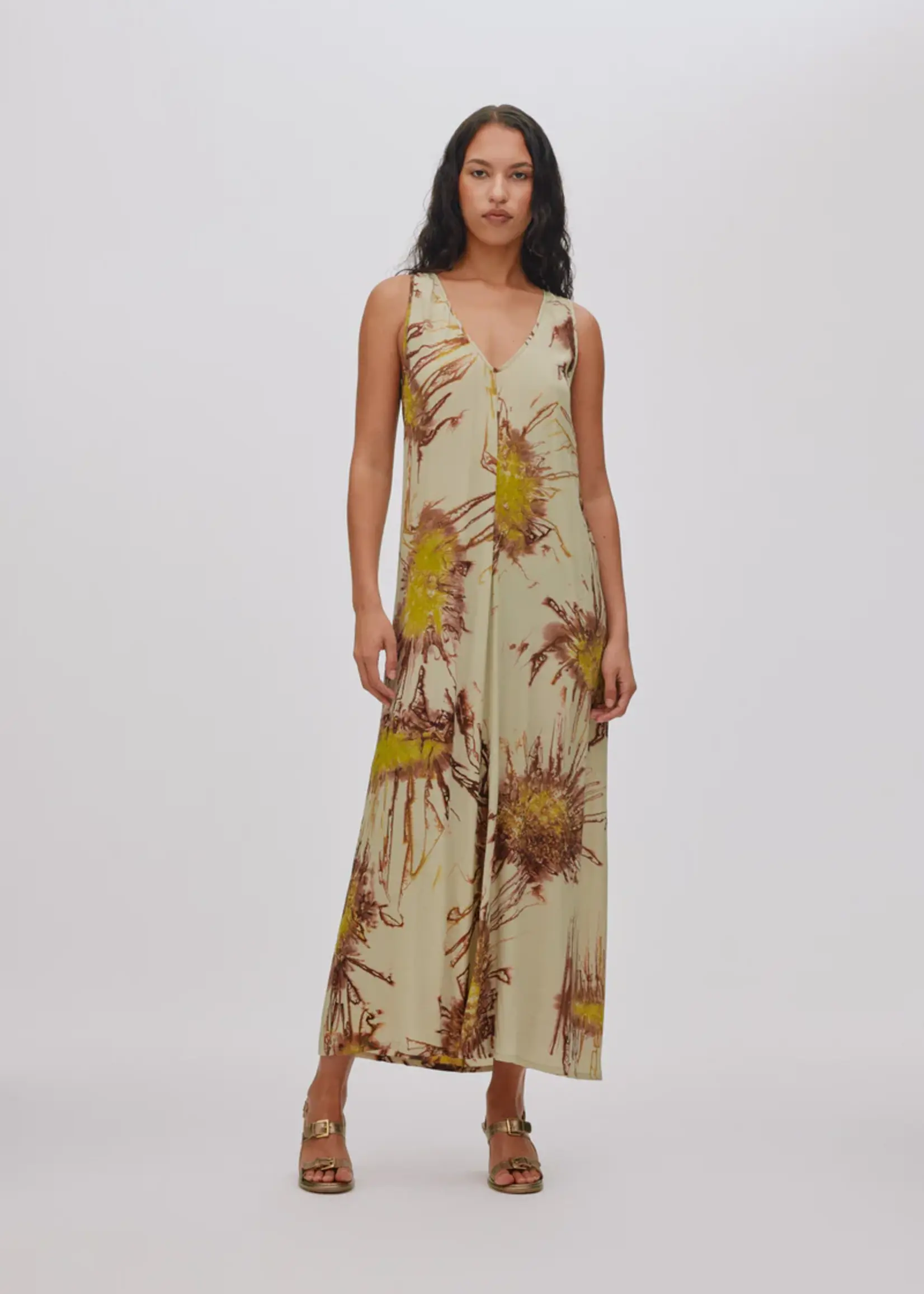 Rabens Saloner ALPA - Sea Urchin Long Dress - Chartreuse Combo