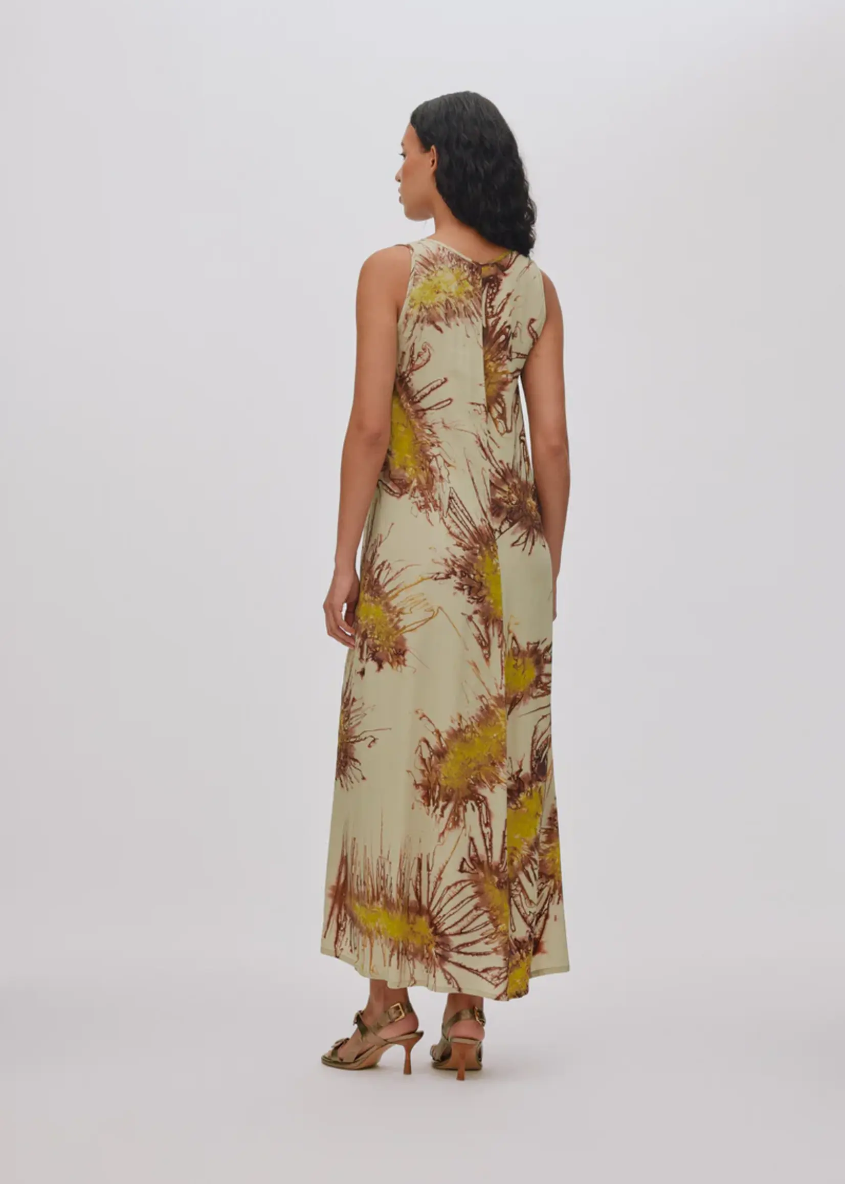 Rabens Saloner ALPA - Sea Urchin Long Dress - Chartreuse Combo