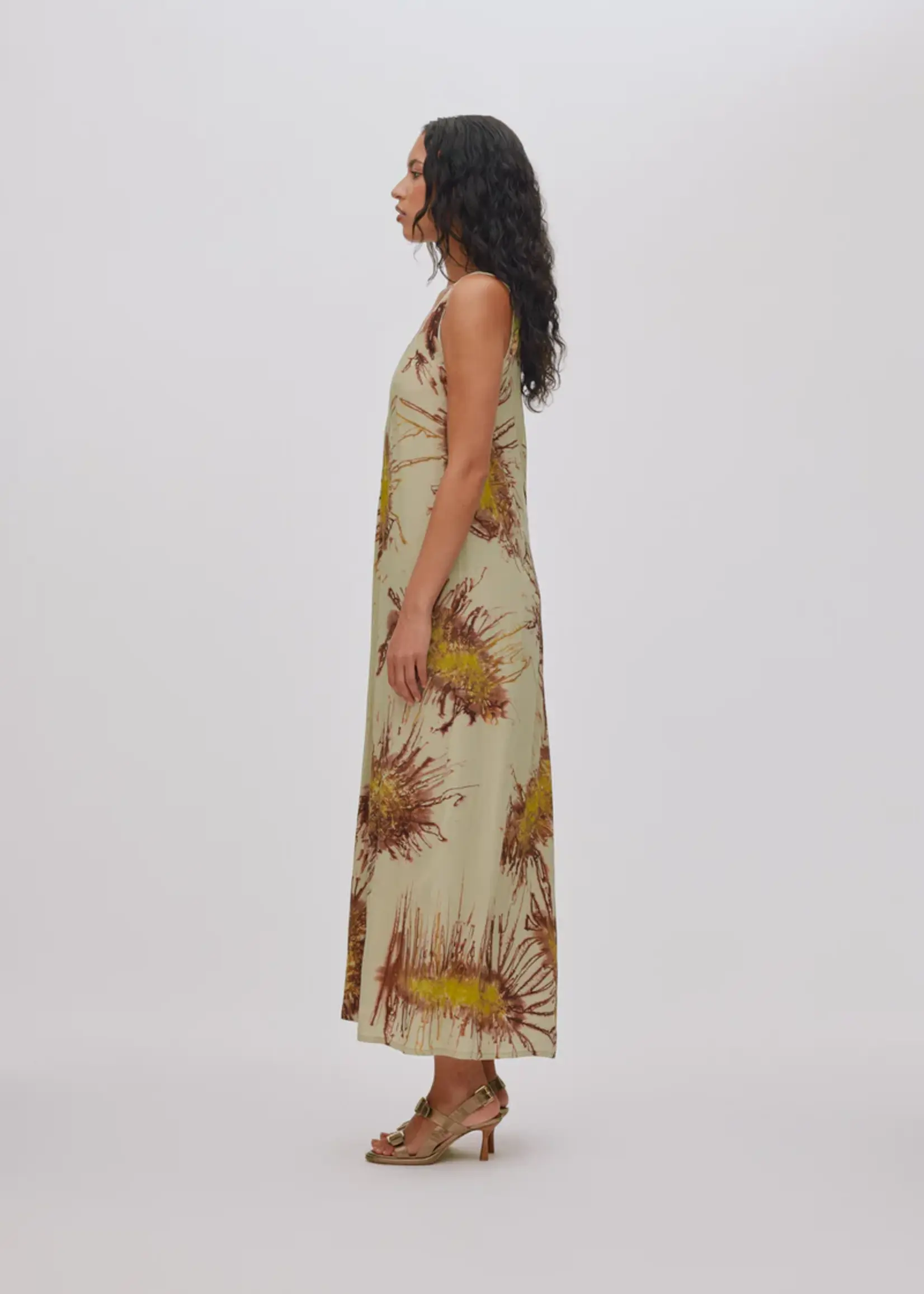 Rabens Saloner ALPA - Sea Urchin Long Dress - Chartreuse Combo
