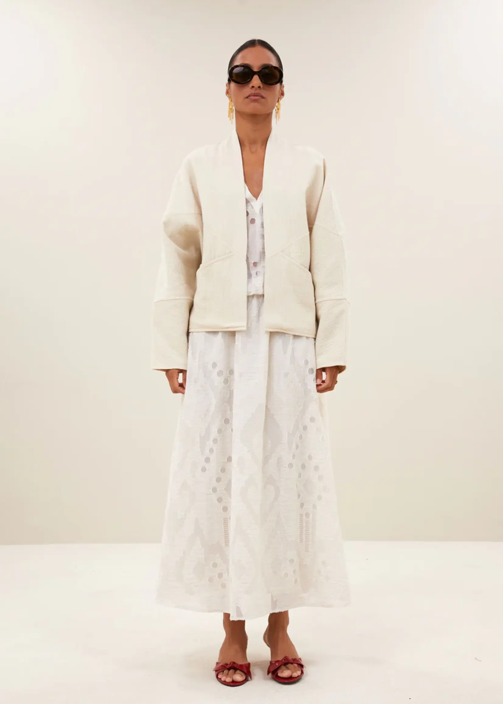 By-Bar Flora Cotton Jacket - Light Chalk