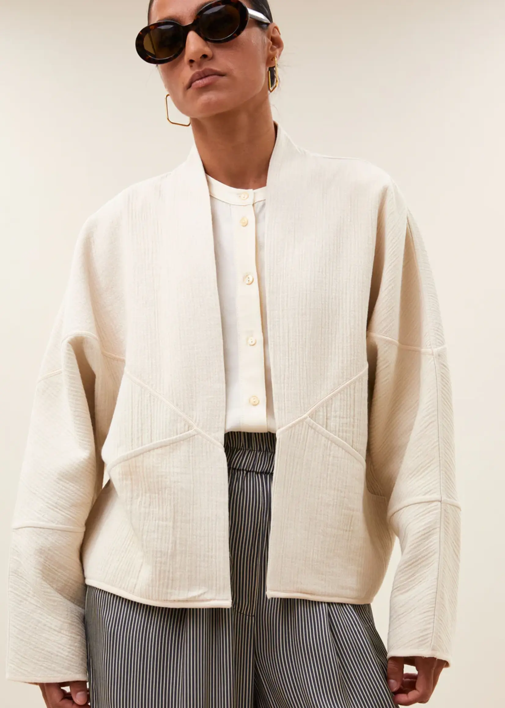By-Bar Flora Cotton Jacket - Light Chalk