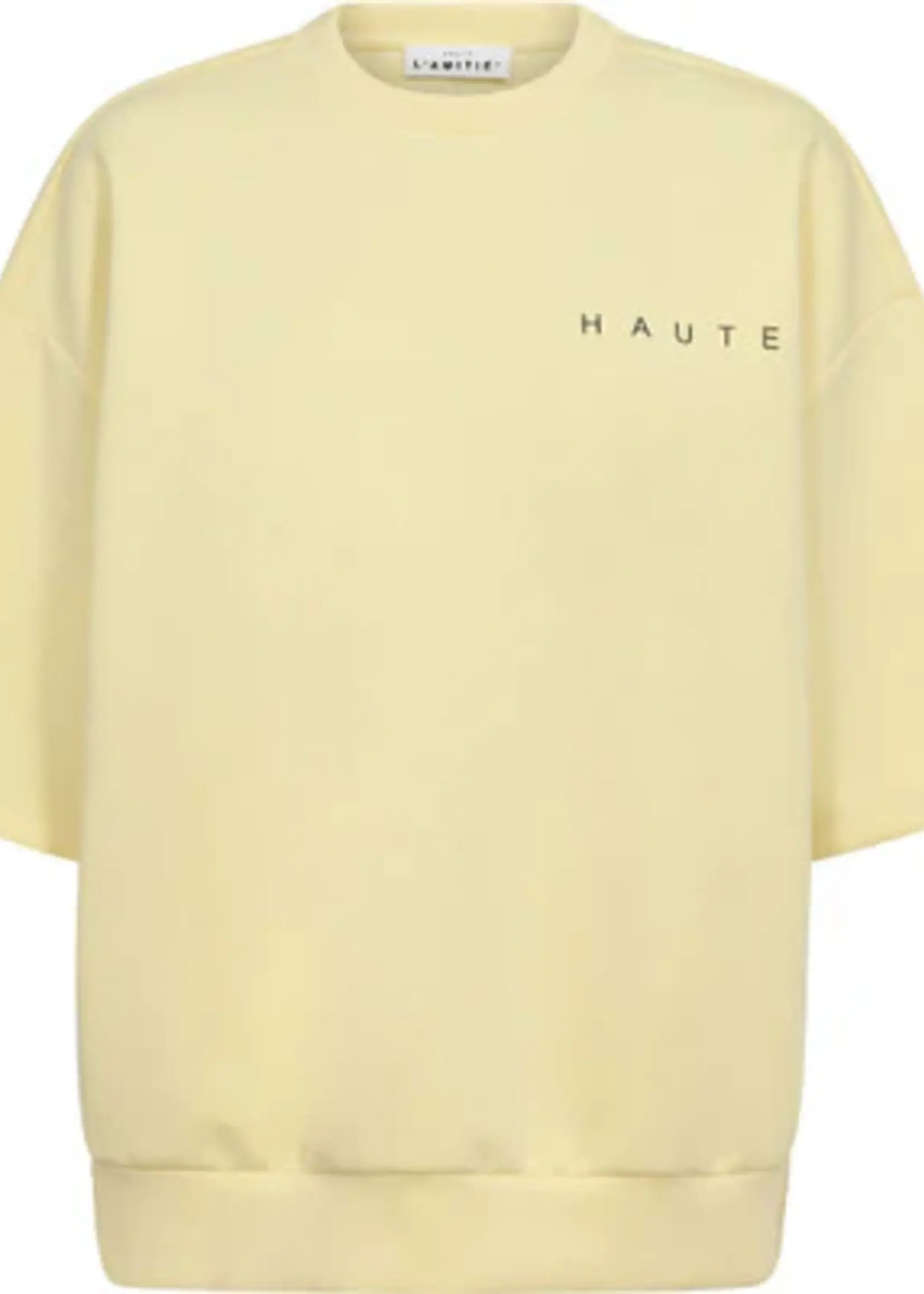 Haute L'Amitié Maxi Split SS Logo Sweat - Pale Yellow