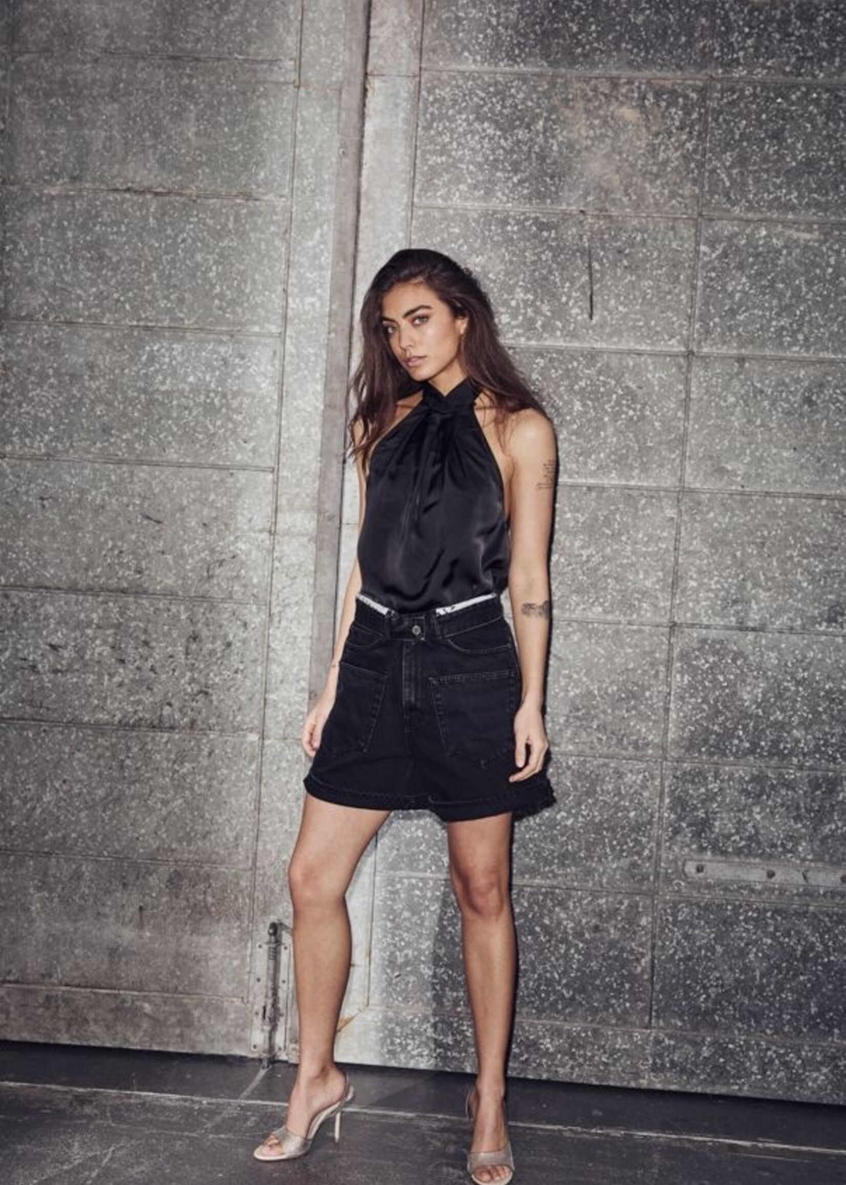 Haute L'Amitié Naomi Asym Halter Top - Black