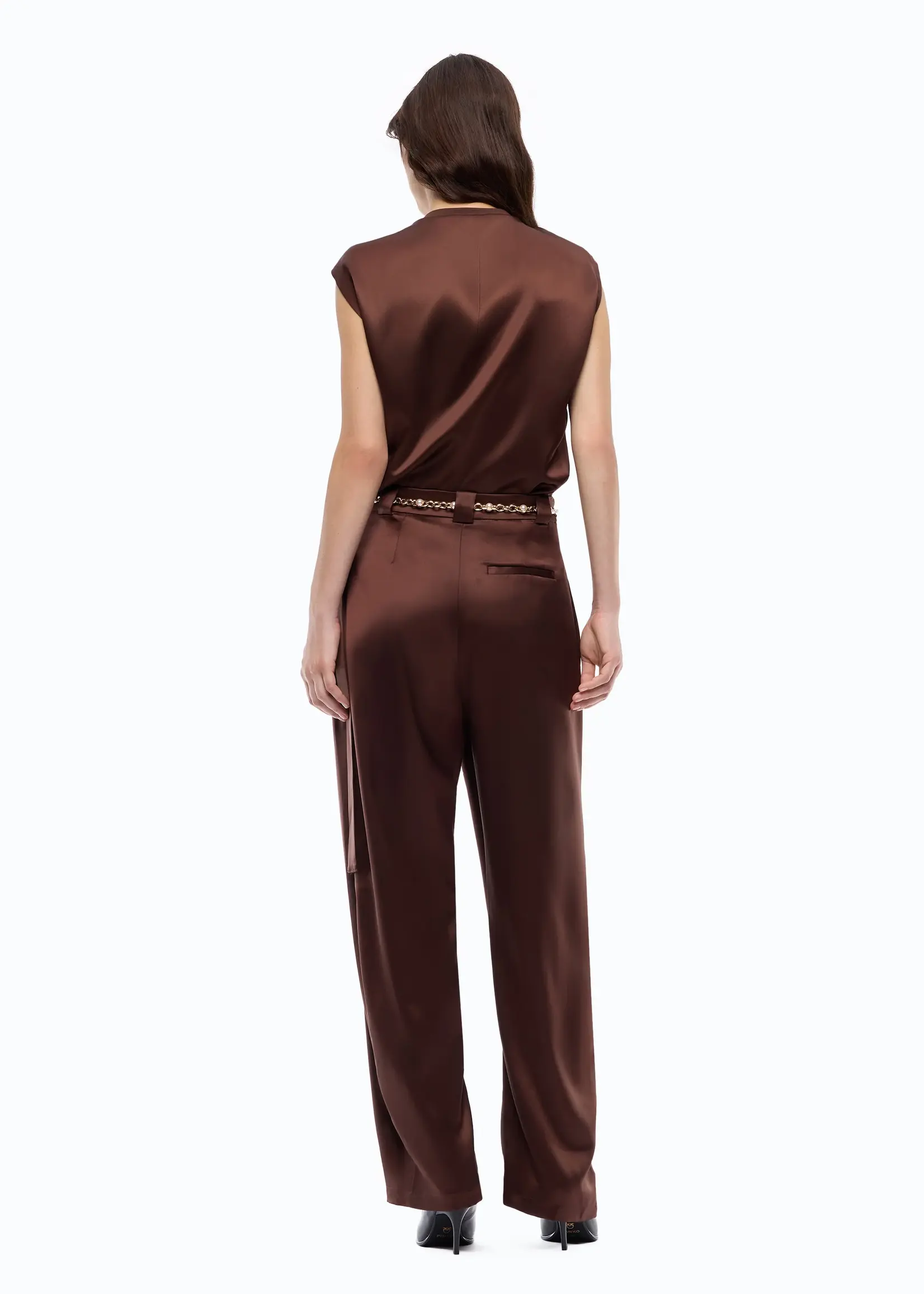 Pinko Smart satin blouse - bitter chocolate