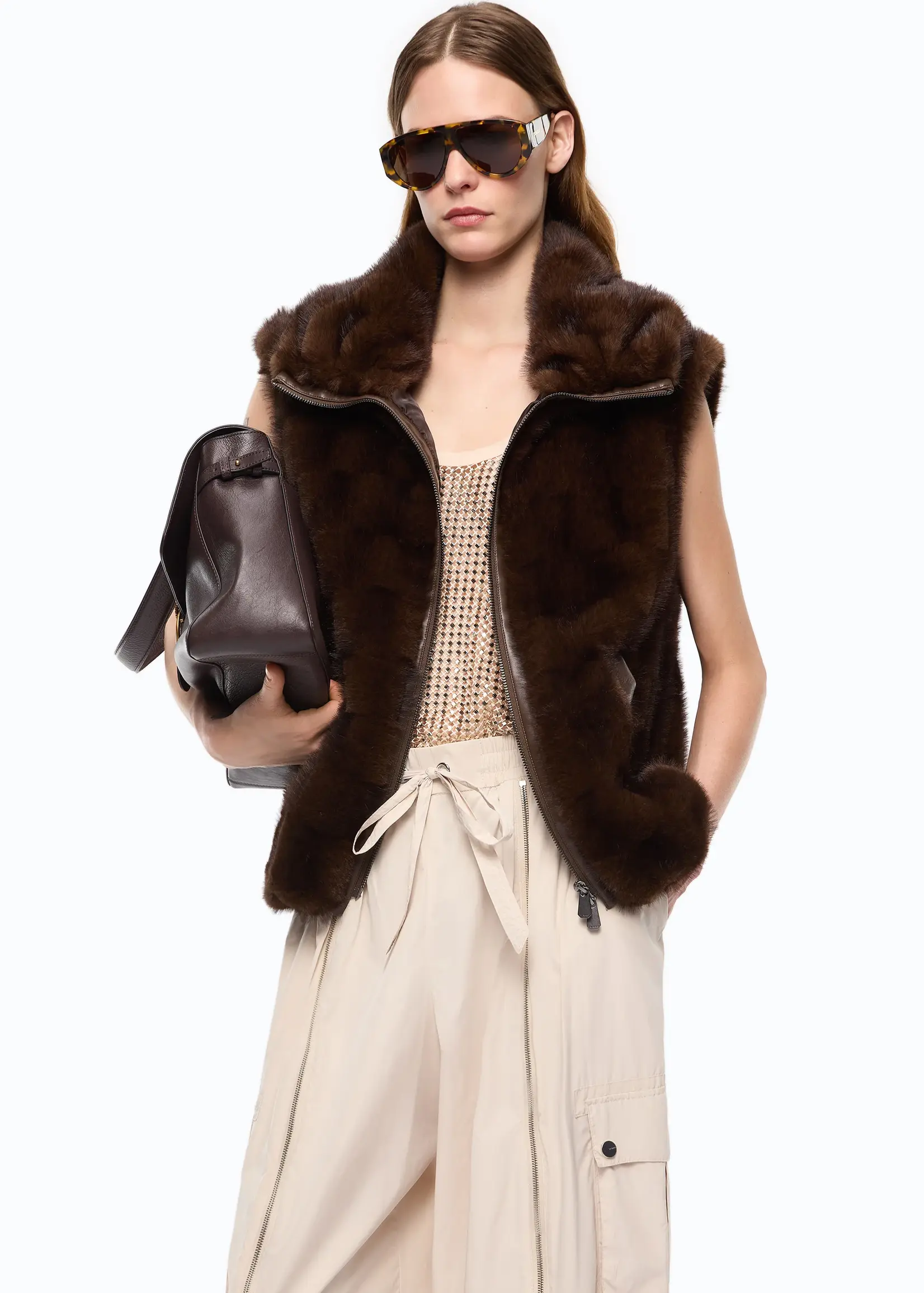 Pinko Glossina aspen gilet - Coffee bean
