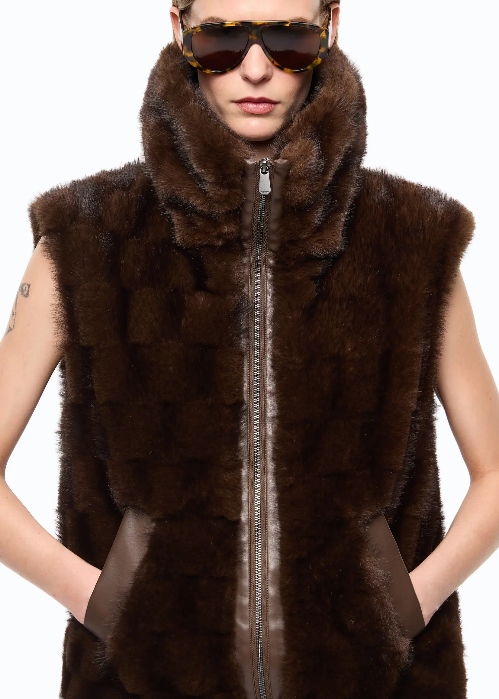 Pinko Glossina aspen gilet - Coffee bean