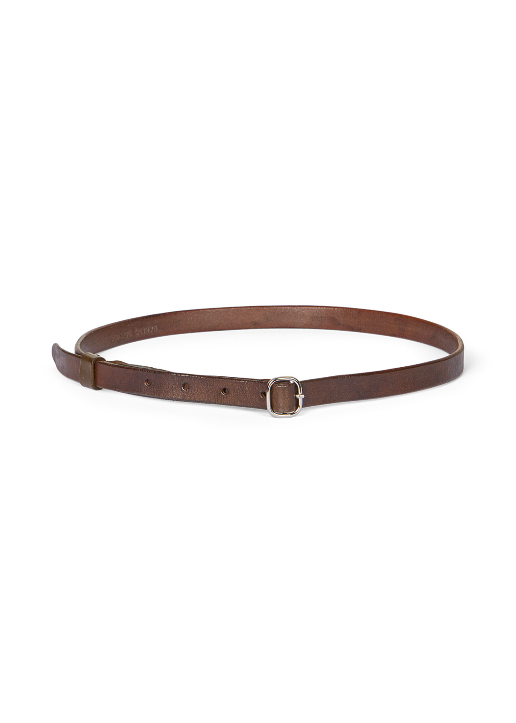 Rabens Saloner Delara Laether Slim Square Belt - Dark Brown