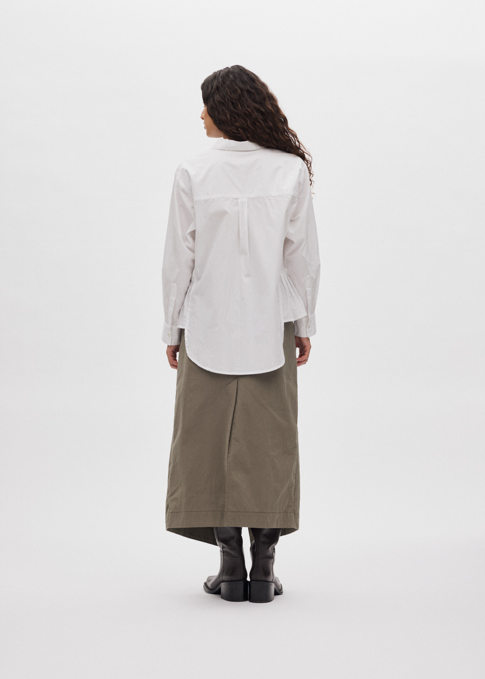 Rabens Saloner Djana Poplin Side Gather Shirt - White