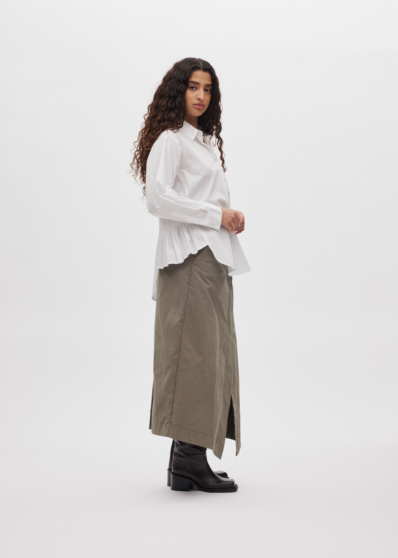 Rabens Saloner Djana Poplin Side Gather Shirt - White