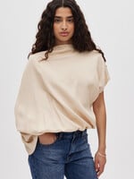 Rabens Saloner Mist Ripple Drape Blouse - Sand Dollard