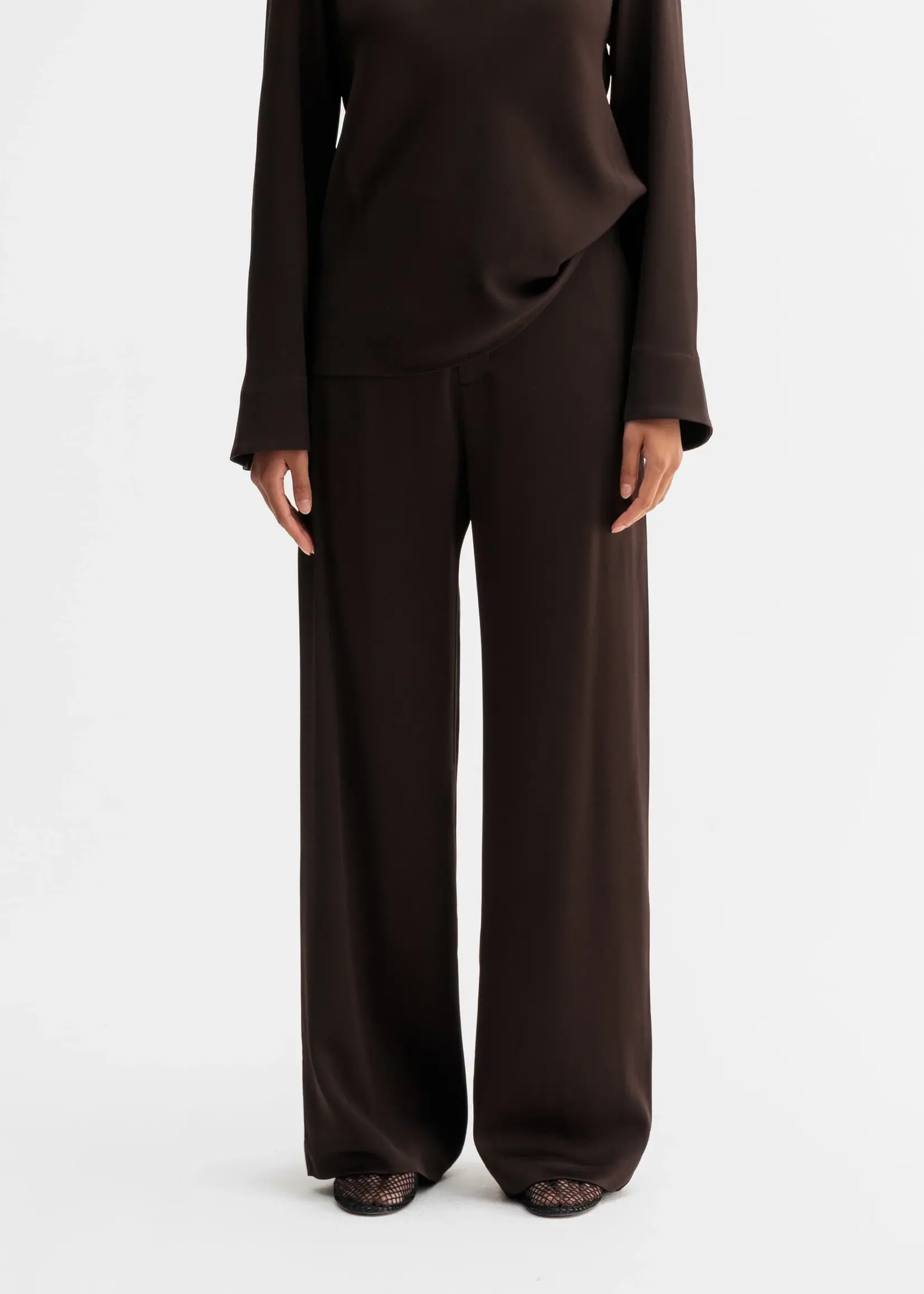 Ahlvar Mila trousers - Dark brown acetate