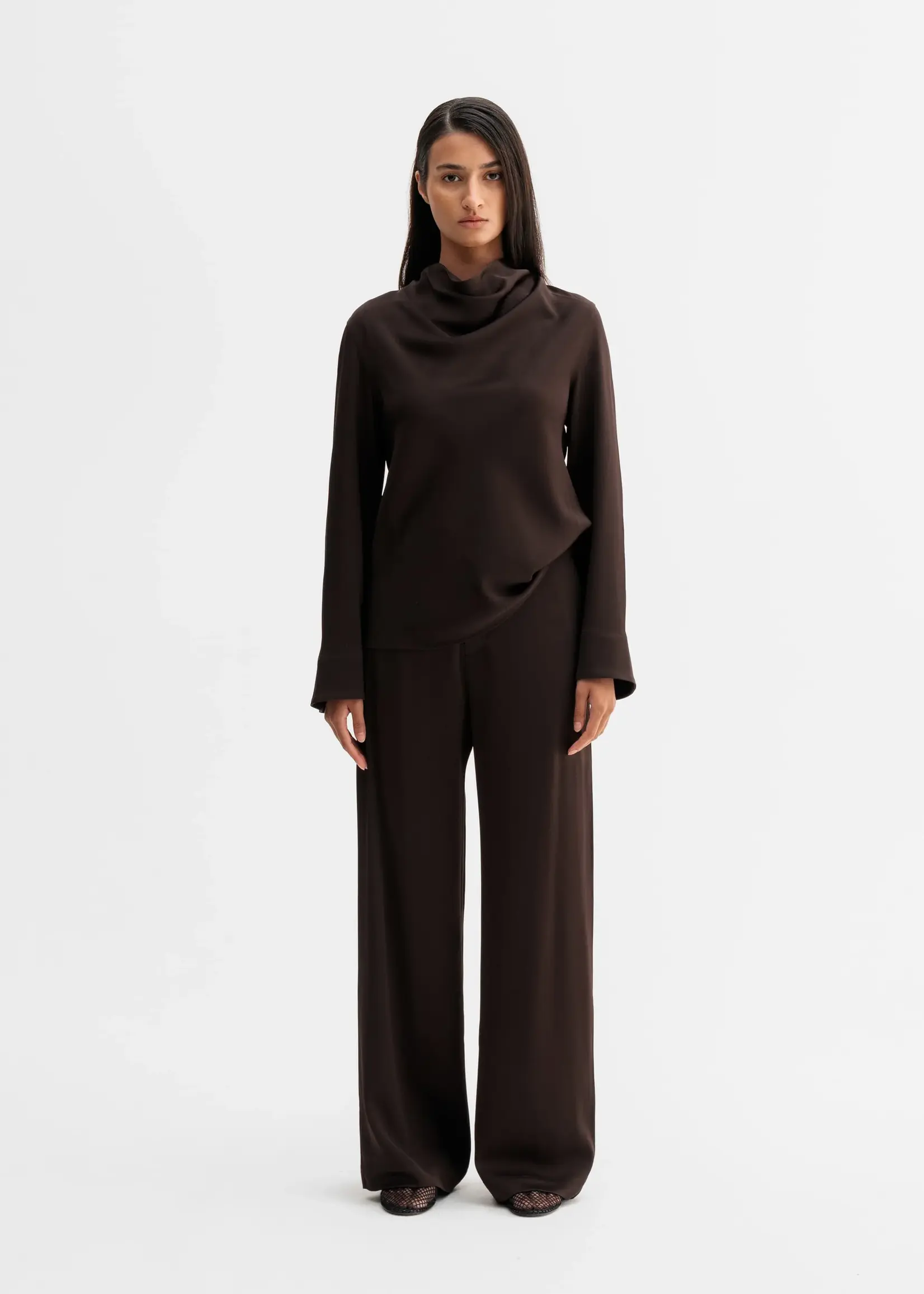 Ahlvar Mila trousers - Dark brown acetate