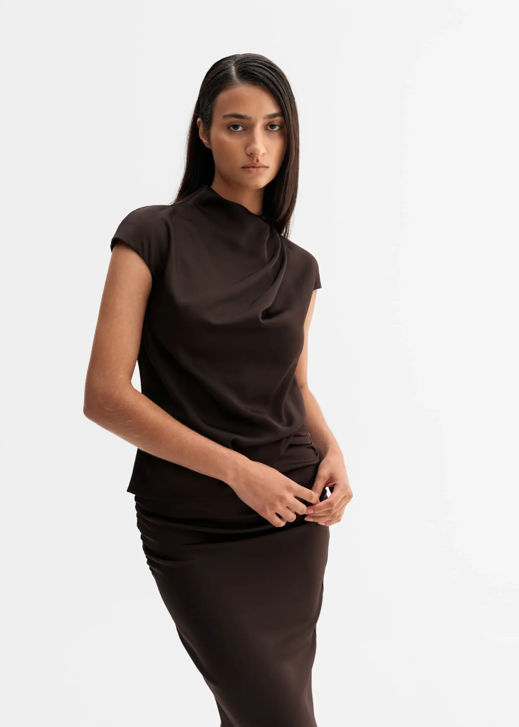 Ahlvar Lima top - Dark brown acetate