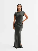 Ahlvar Yuni satin dress - Wood acetate