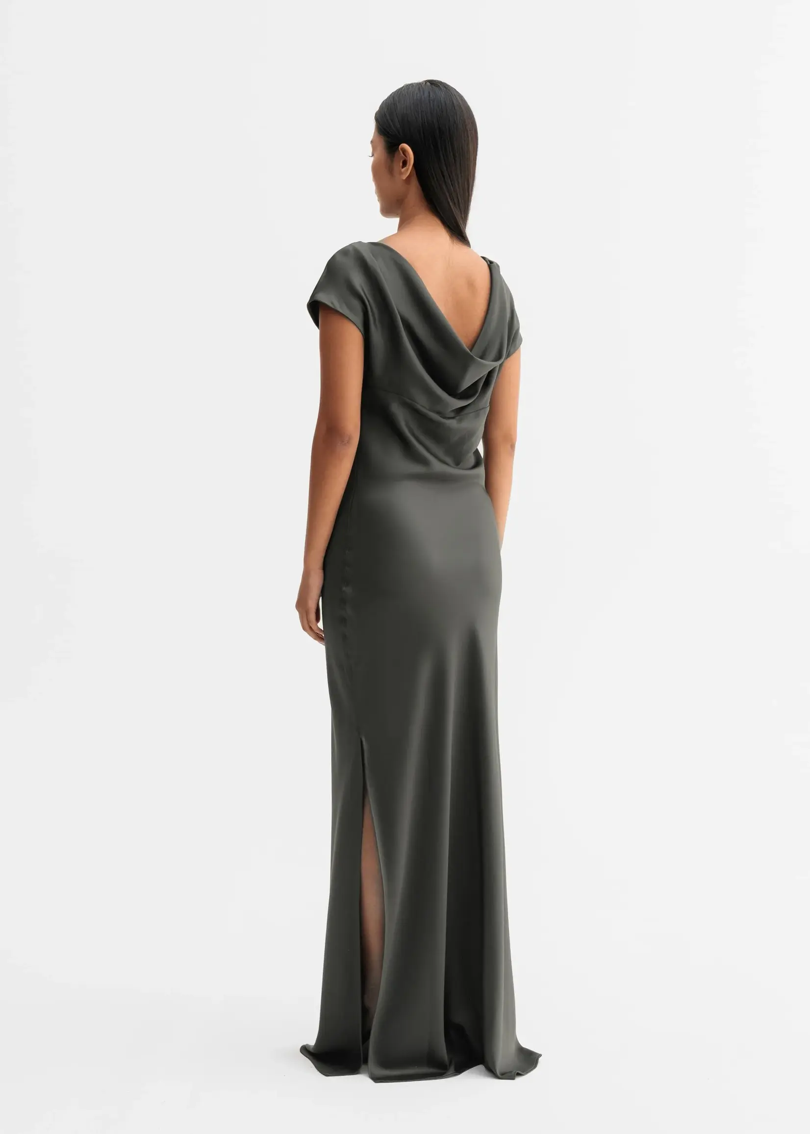 Ahlvar Yuni satin dress - Wood acetate